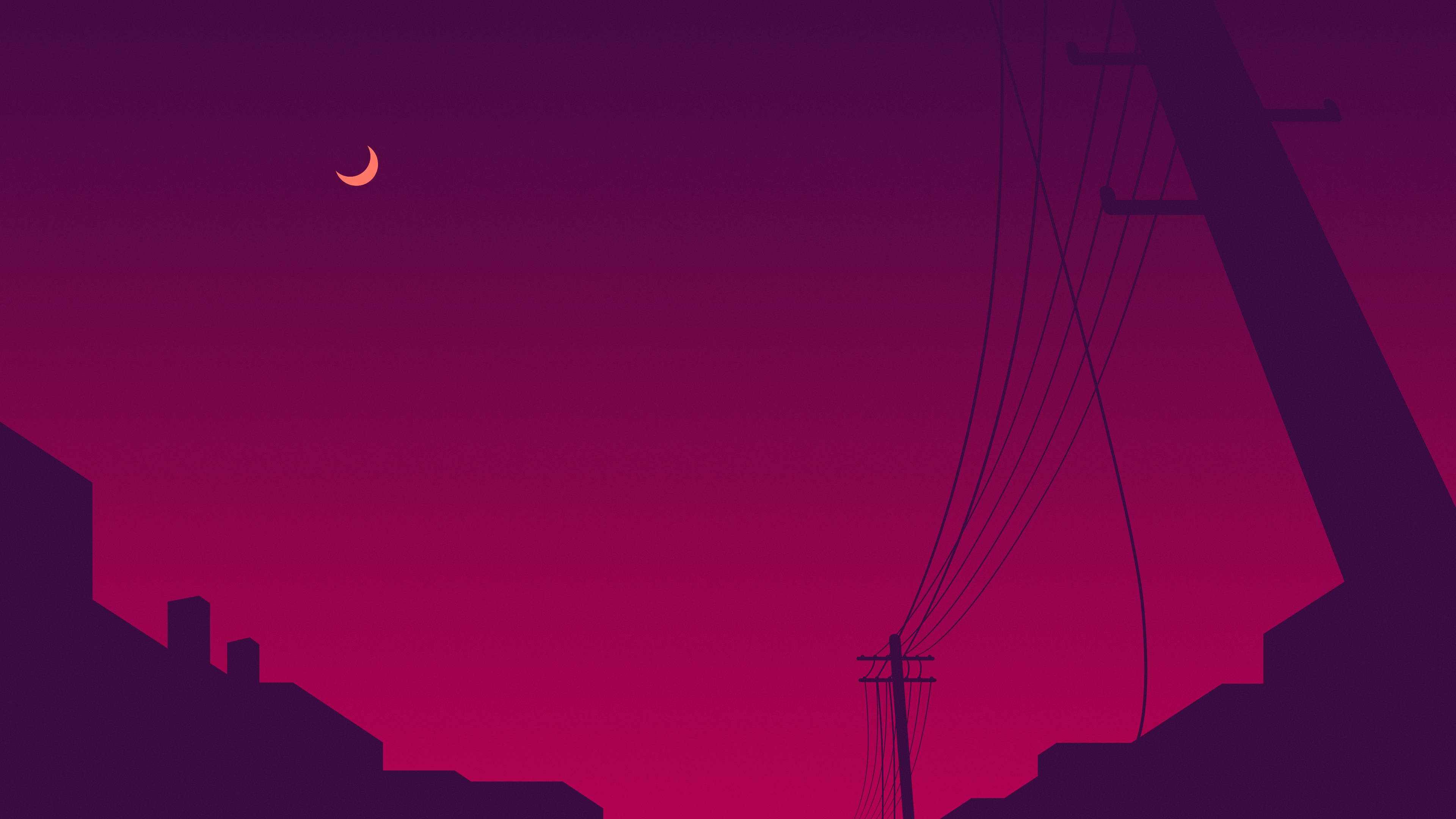 Luna estética sobre los cables eléctricos Fondos de pantalla