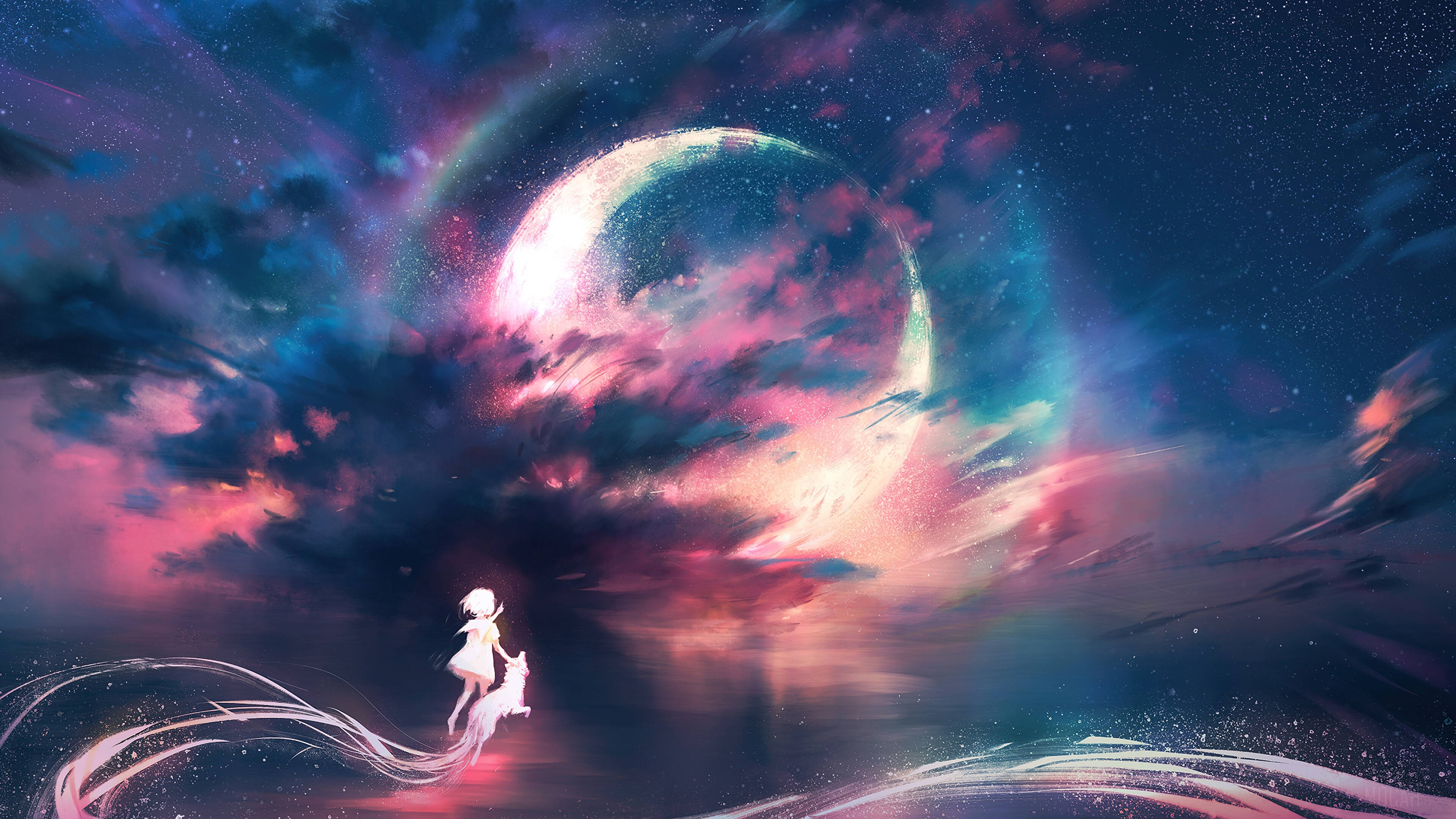 Luna galáctica y chica anime Fondos de pantalla