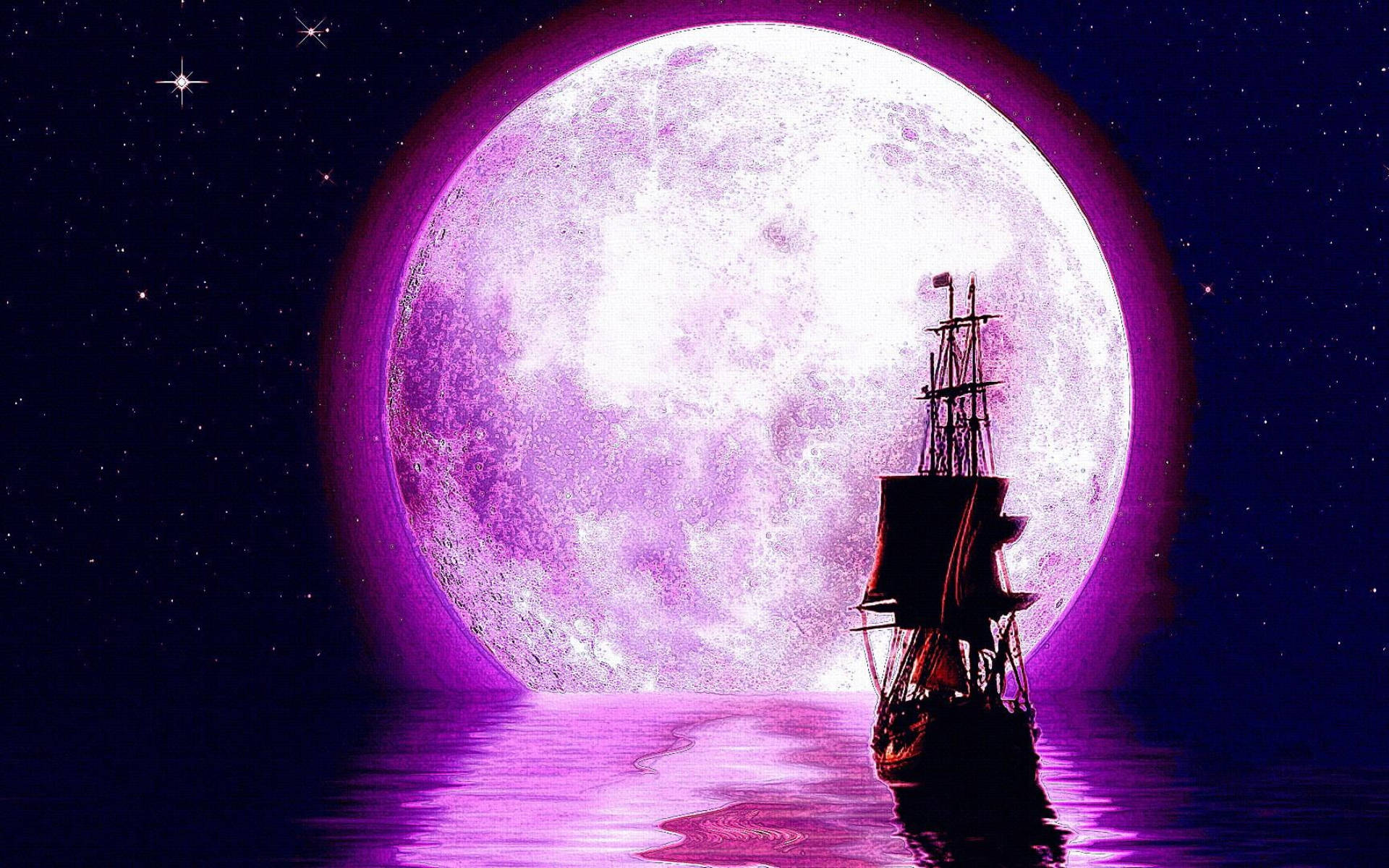 Luna Galáctica y Barco Pirata Fondos de pantalla