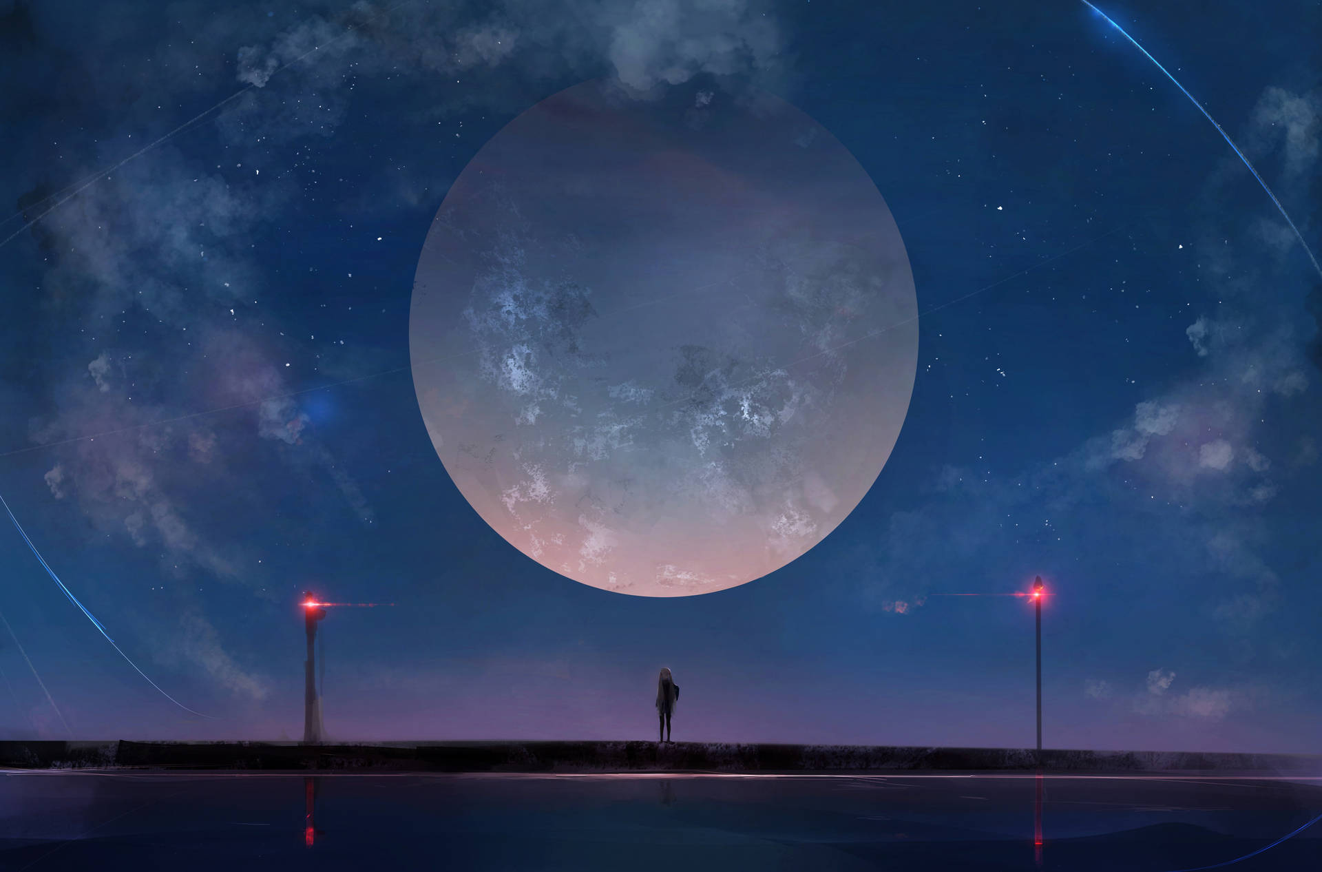 Fondo de pantalla anime 4k de luna llena