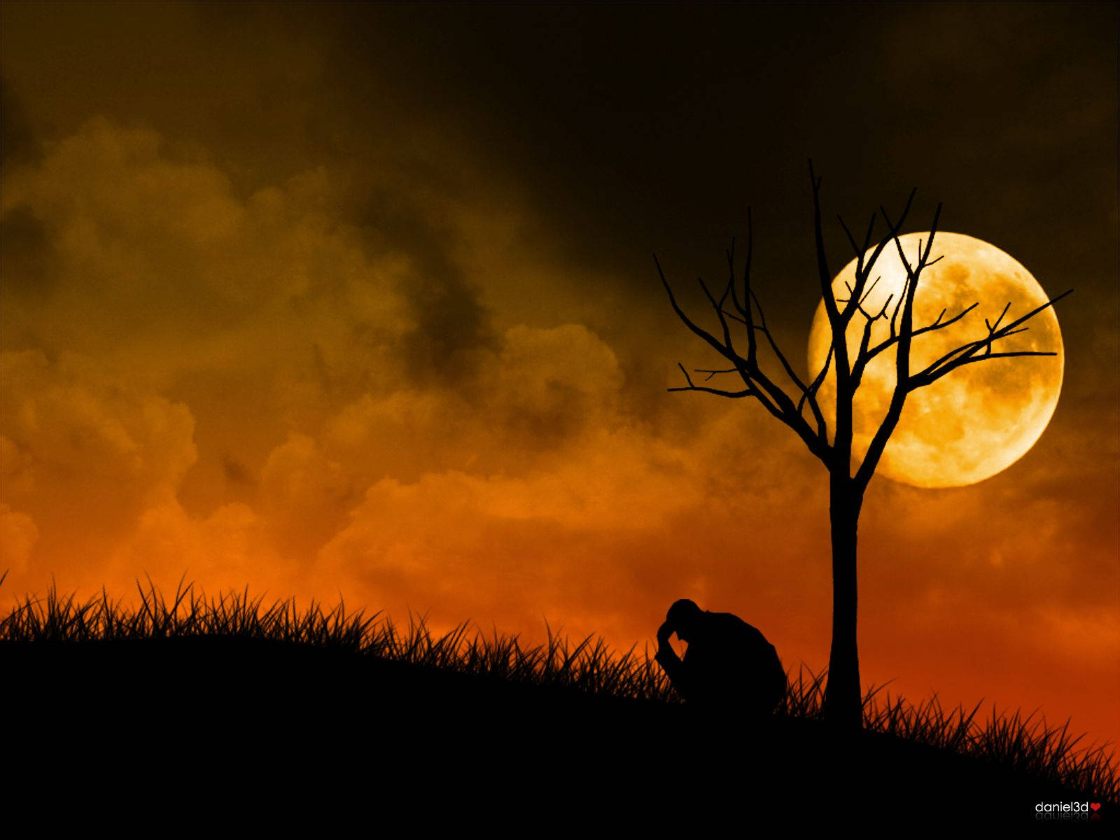 Luna llena en un paisaje tan triste Fondos de pantalla