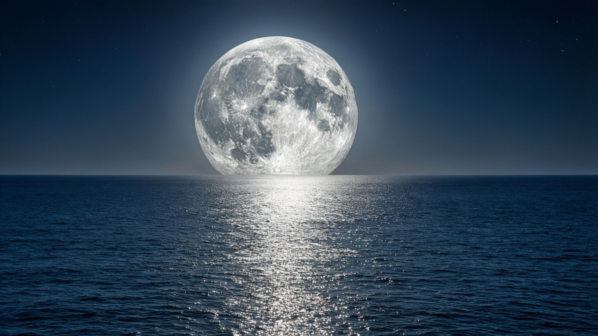 Luna llena sobre el océano Fondos de pantalla