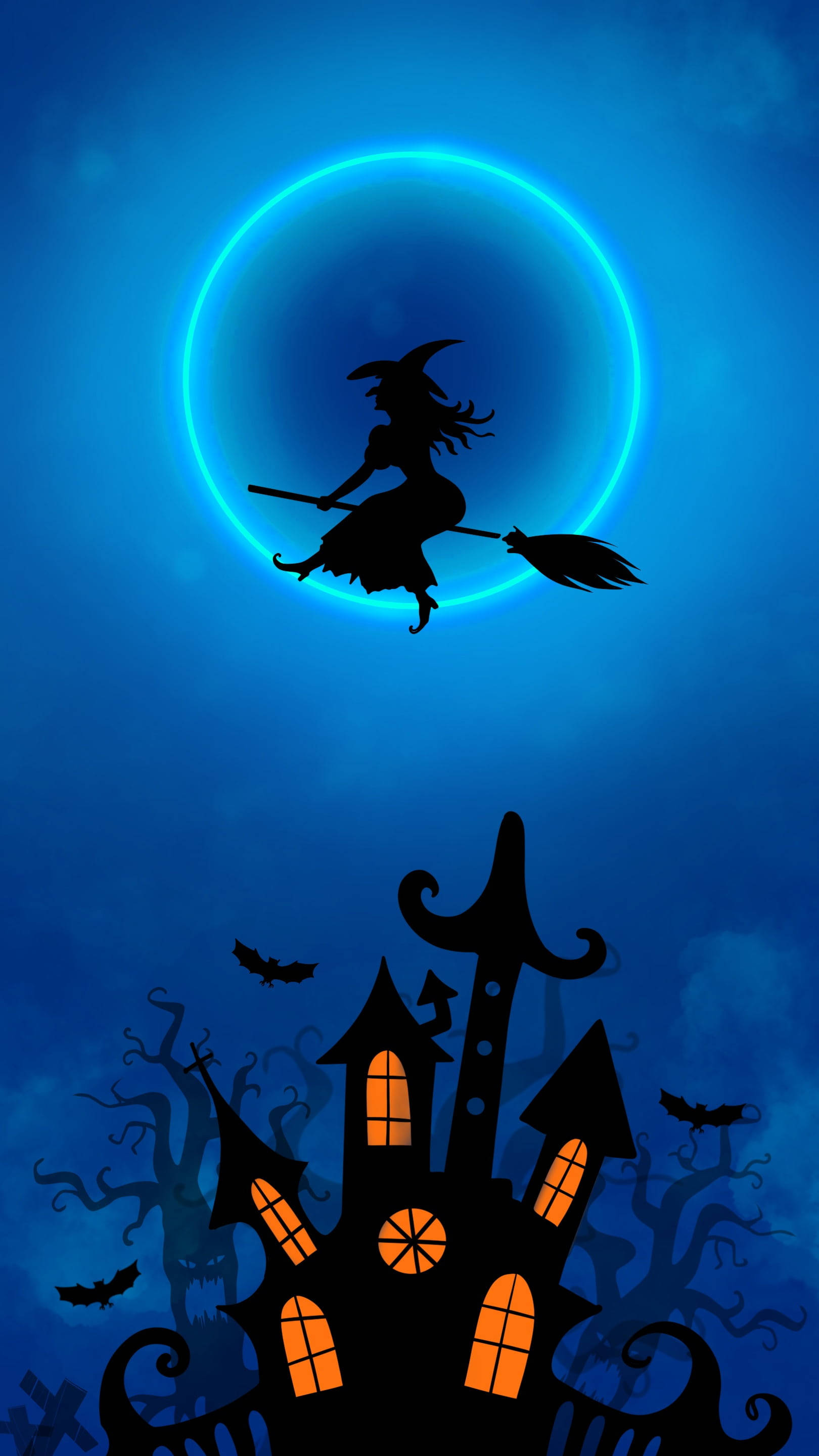 Luna neón de Halloween Fondos de pantalla
