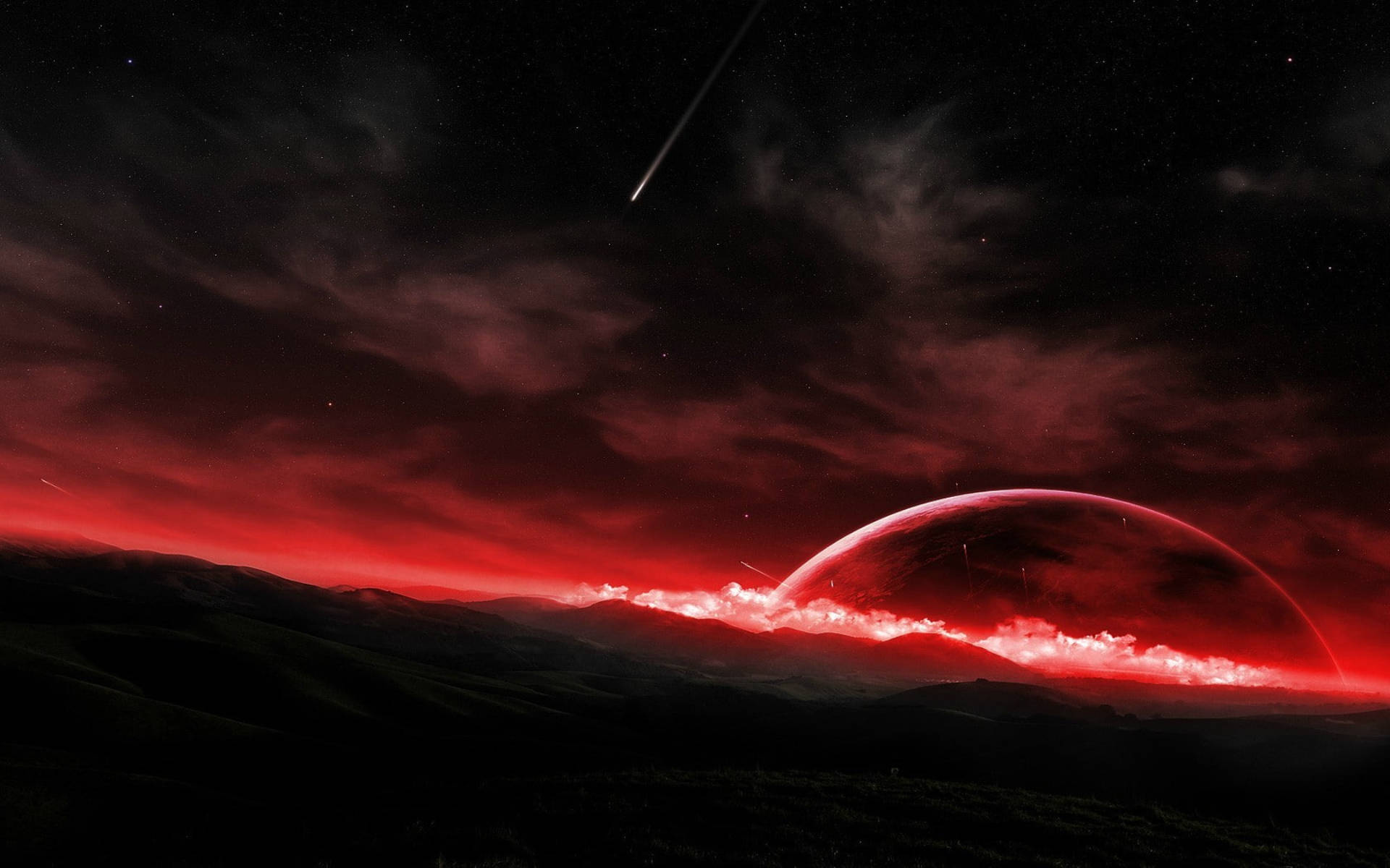 Luna roja de galaxia caída Fondos de pantalla