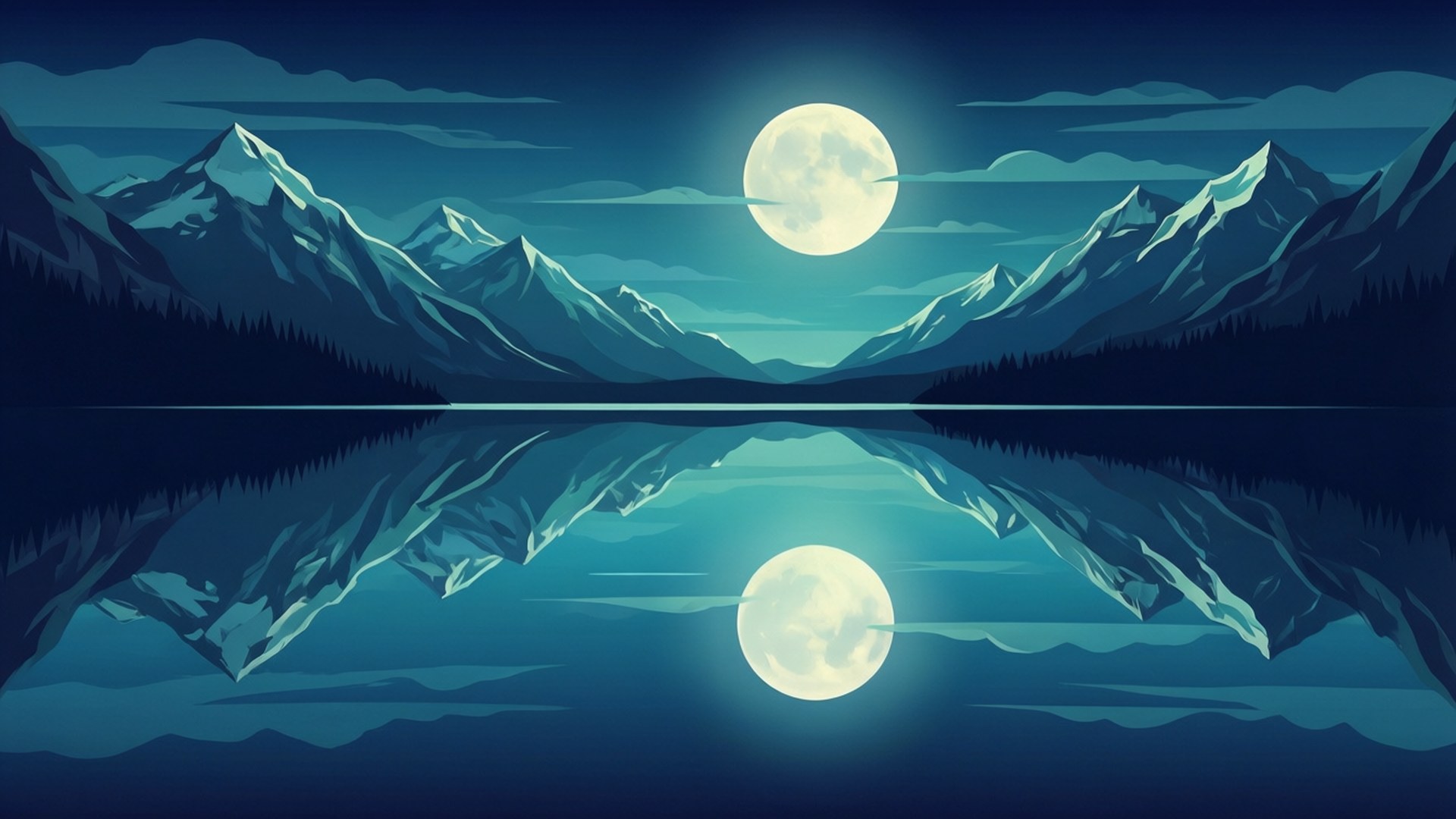 Luna sobre el Lago Fondos de pantalla
