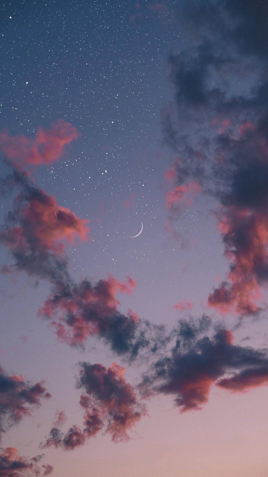 Fondo de pantalla de luna y cielo estético para iPhone