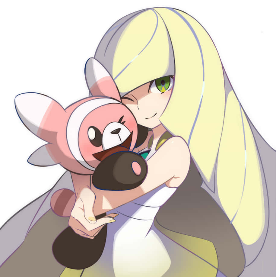 Lusamine abrazando a Stufful Fondos de pantalla