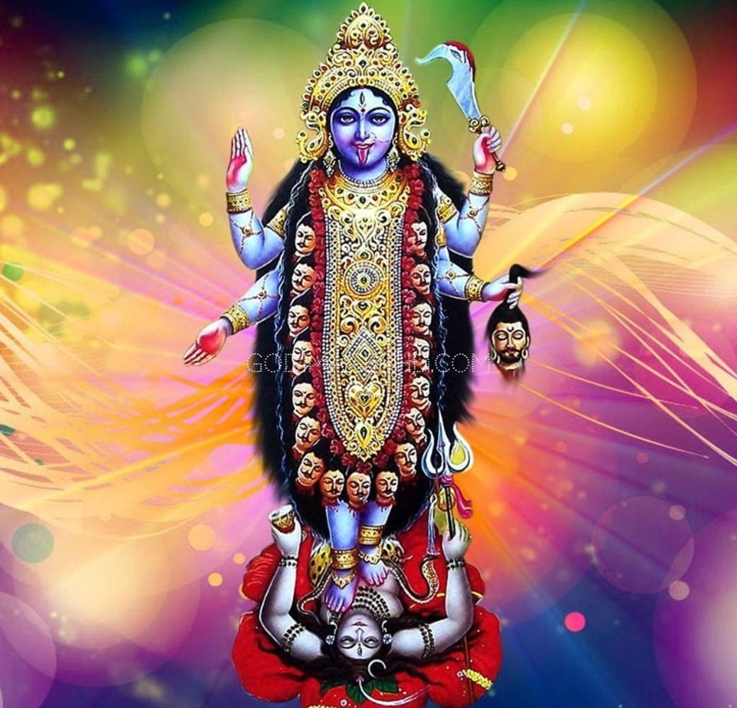 Maa Kali Danzando sobre el Señor Shiva - Una Estética Arcoíris Fondos de pantalla