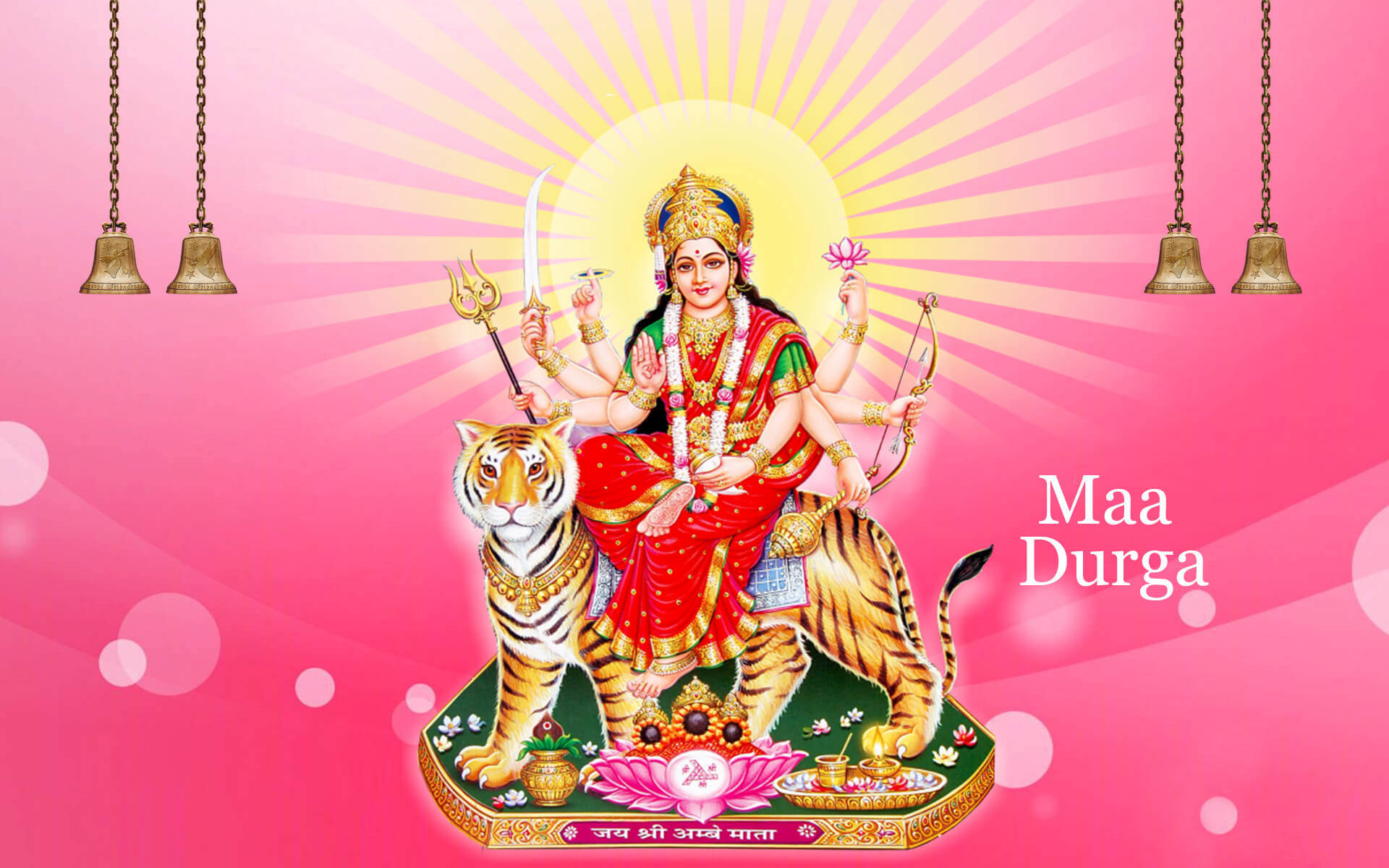 Maa Sherawali diosa hindú estética rosa Fondos de pantalla