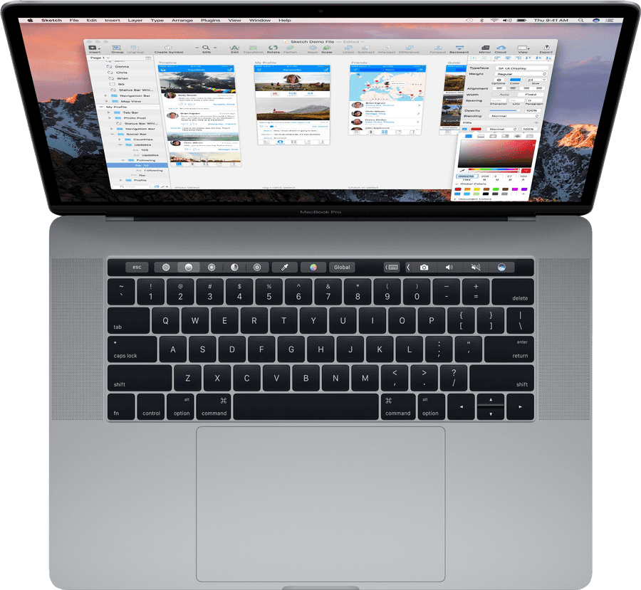 MacBook Pro con Touch Bar abierta Fondos de pantalla