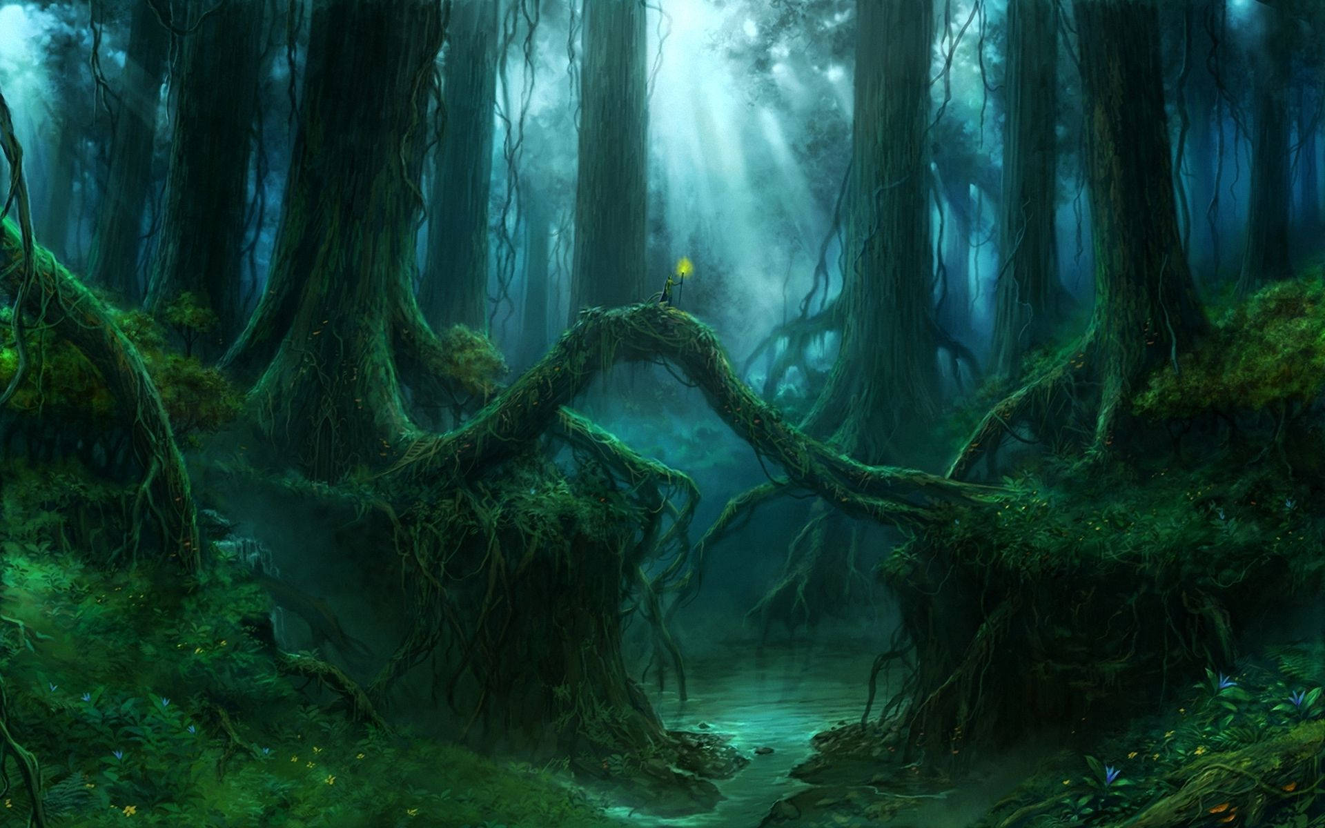 Mago en un Bosque Encantado Masivo Fondos de pantalla