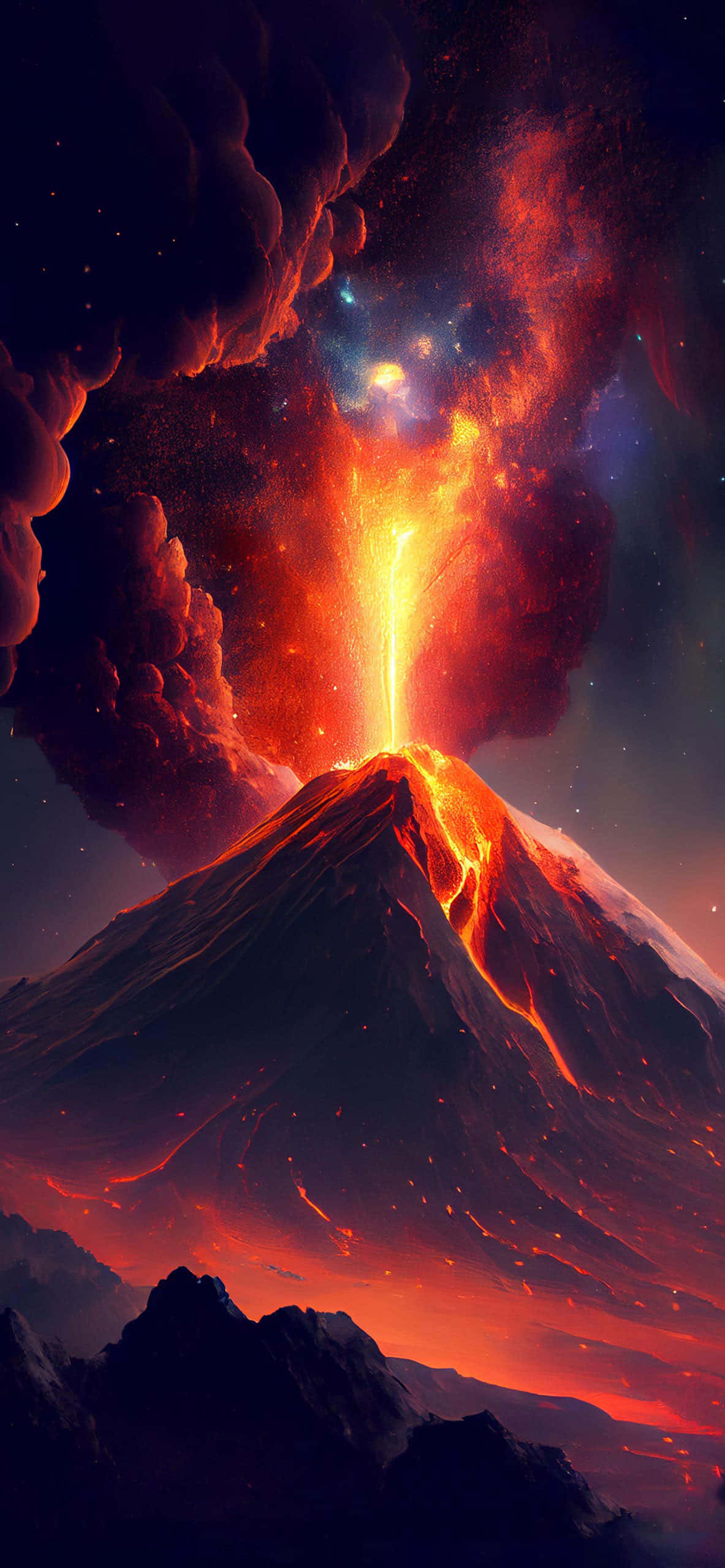 Majestuosa Erupción Volcánica Contra el Cielo Crepuscular Fondos de pantalla