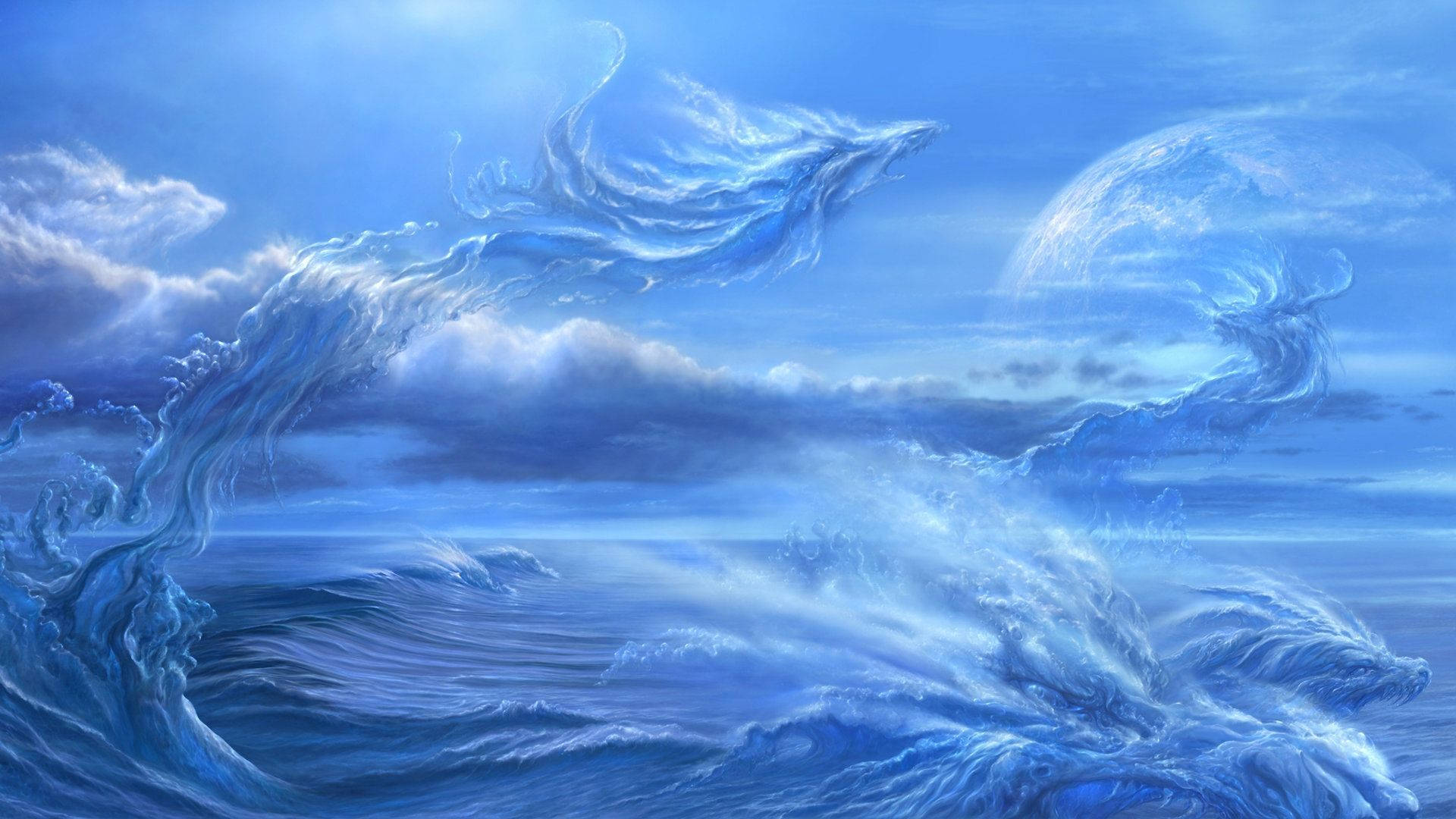 Majestuoso Dragón Japonés Azul para PC Fondos de pantalla