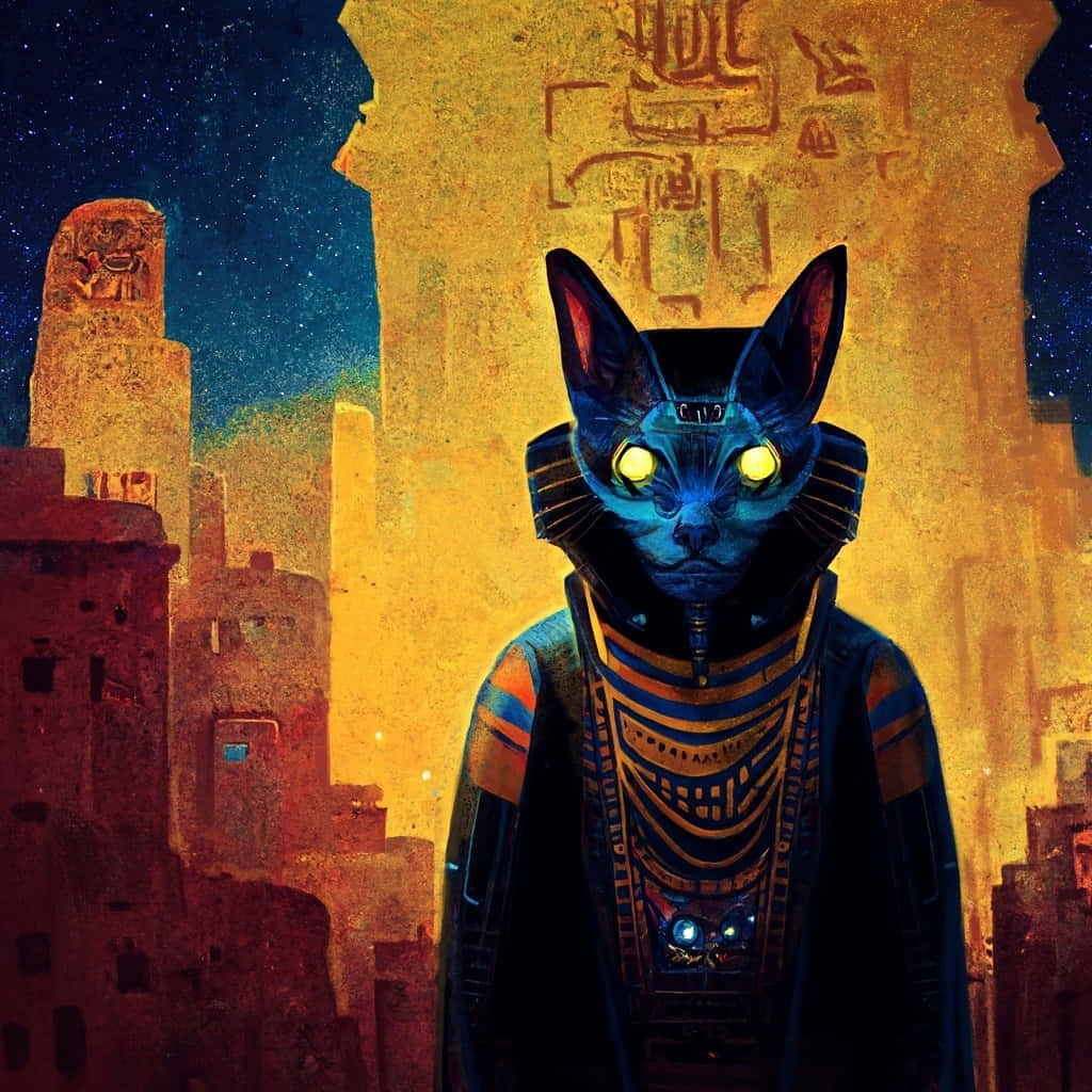 Majestuoso Gato Egipcio en Pose Impactante Fondos de pantalla