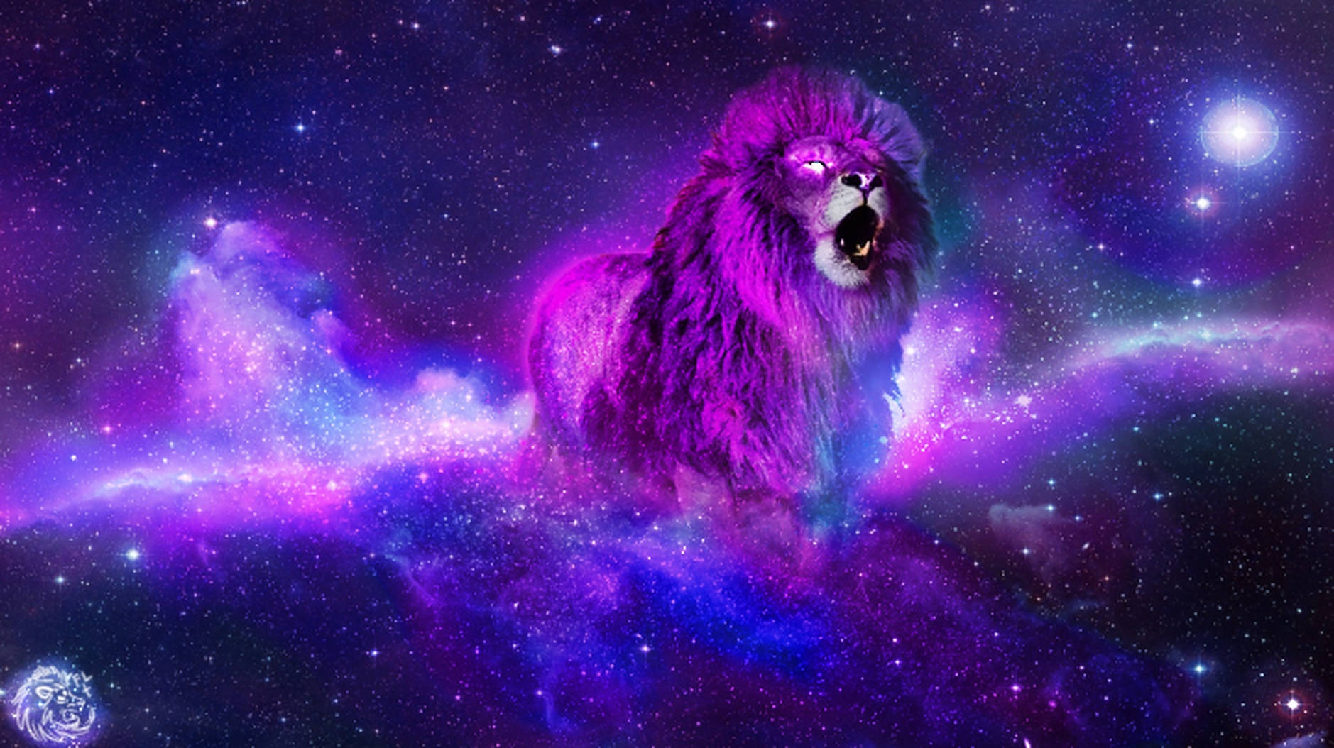 Majestuoso León Galáctico Rugiendo en el Universo Fondos de pantalla