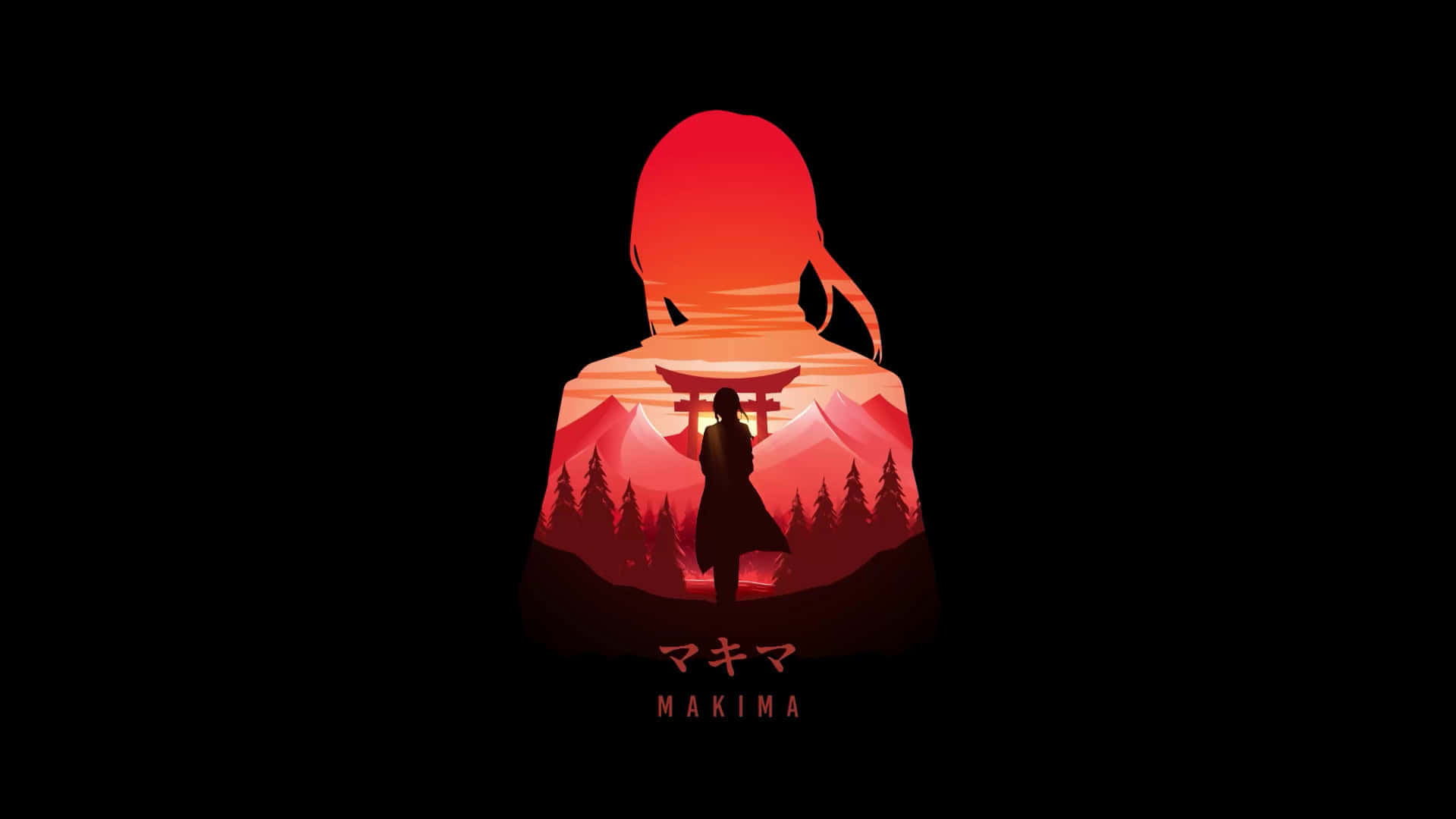 Makima Contorno Estético Rojo Oscuro Fondos de pantalla