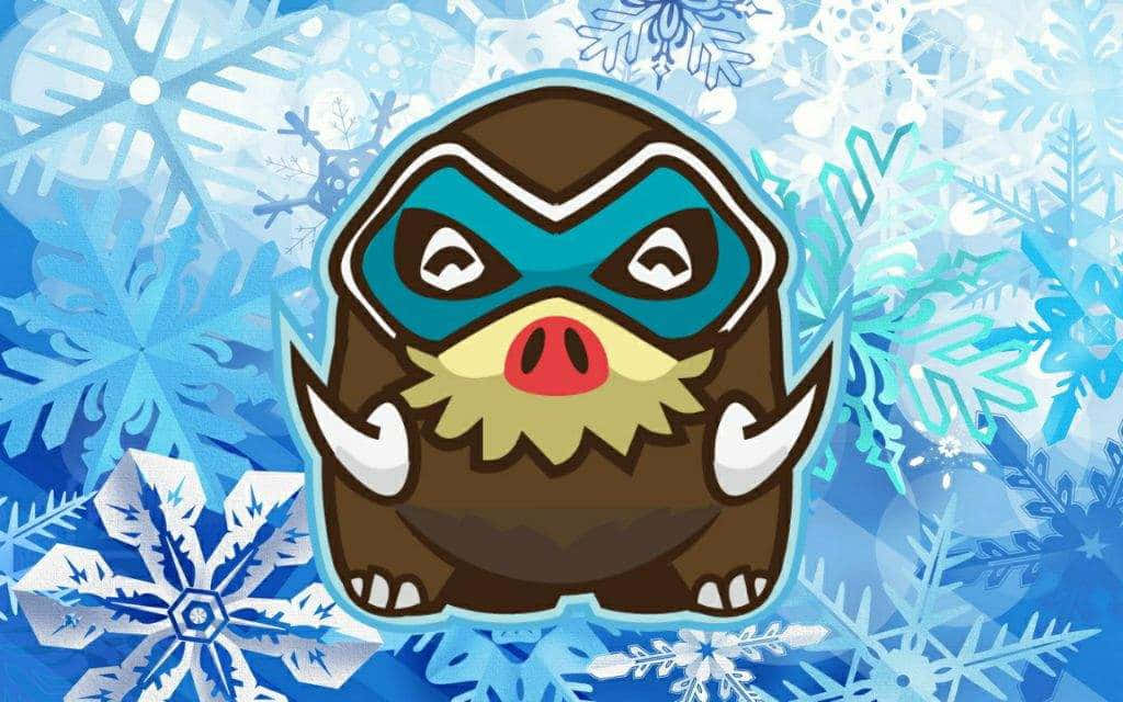 Mamoswine con fondo de copo de nieve azul Fondos de pantalla