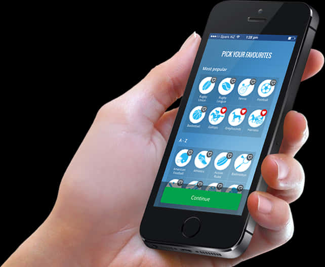 Mano sosteniendo smartphone con selección de app deportiva Fondos de pantalla