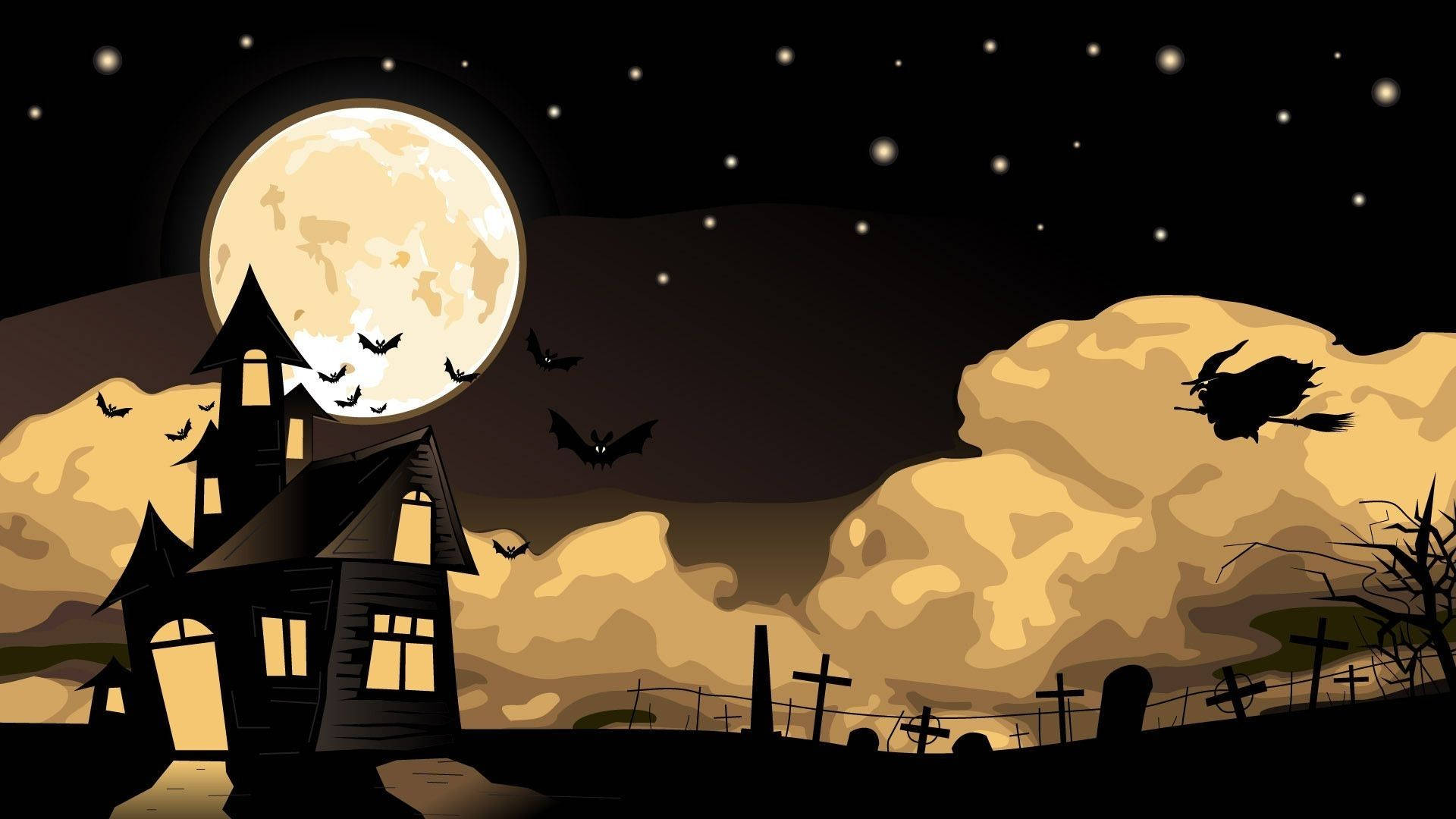 Mansión Embrujada de Halloween de Dibujos Animados Fondos de pantalla