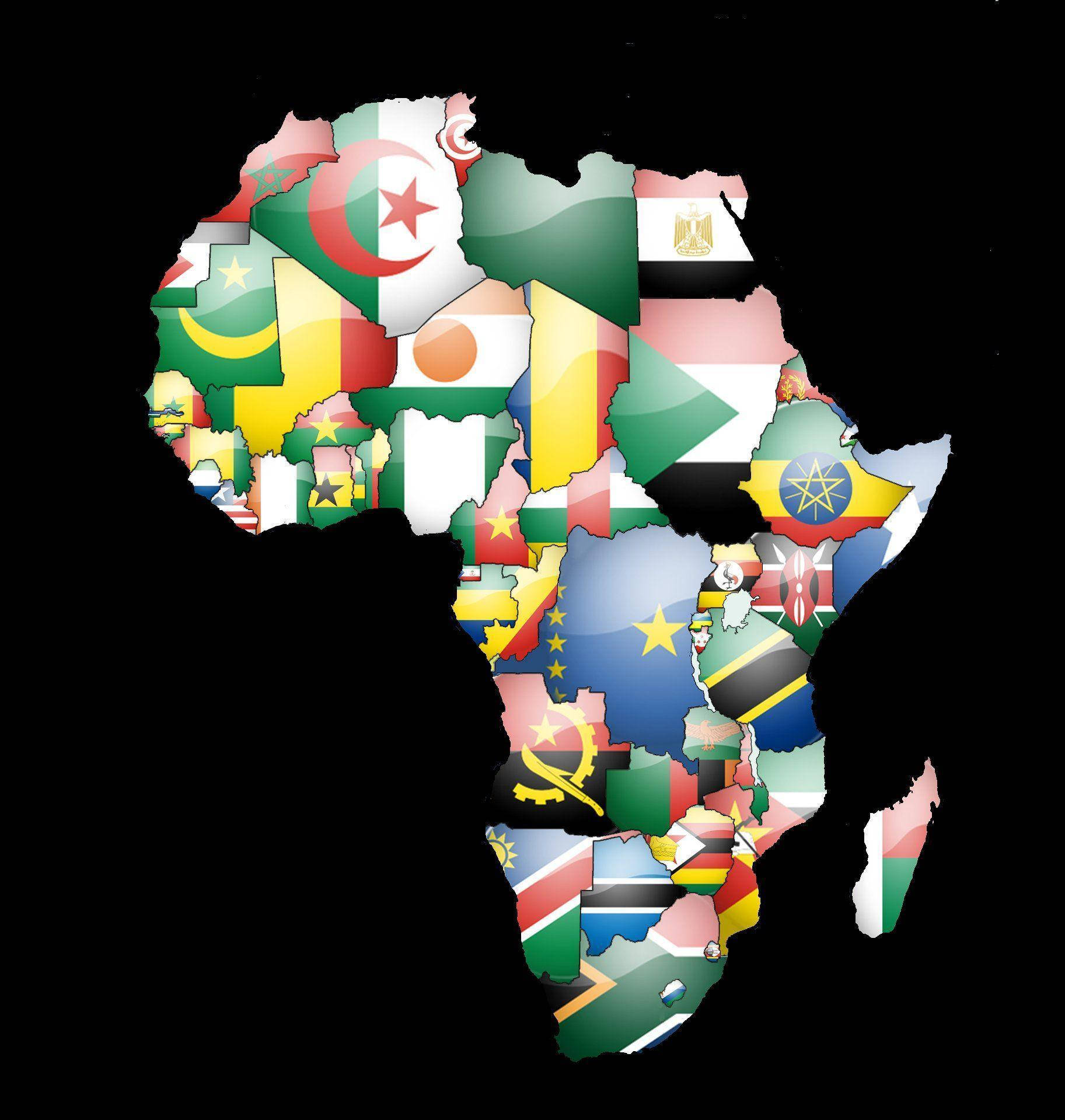 Mapa de África con Banderas Fondos de pantalla