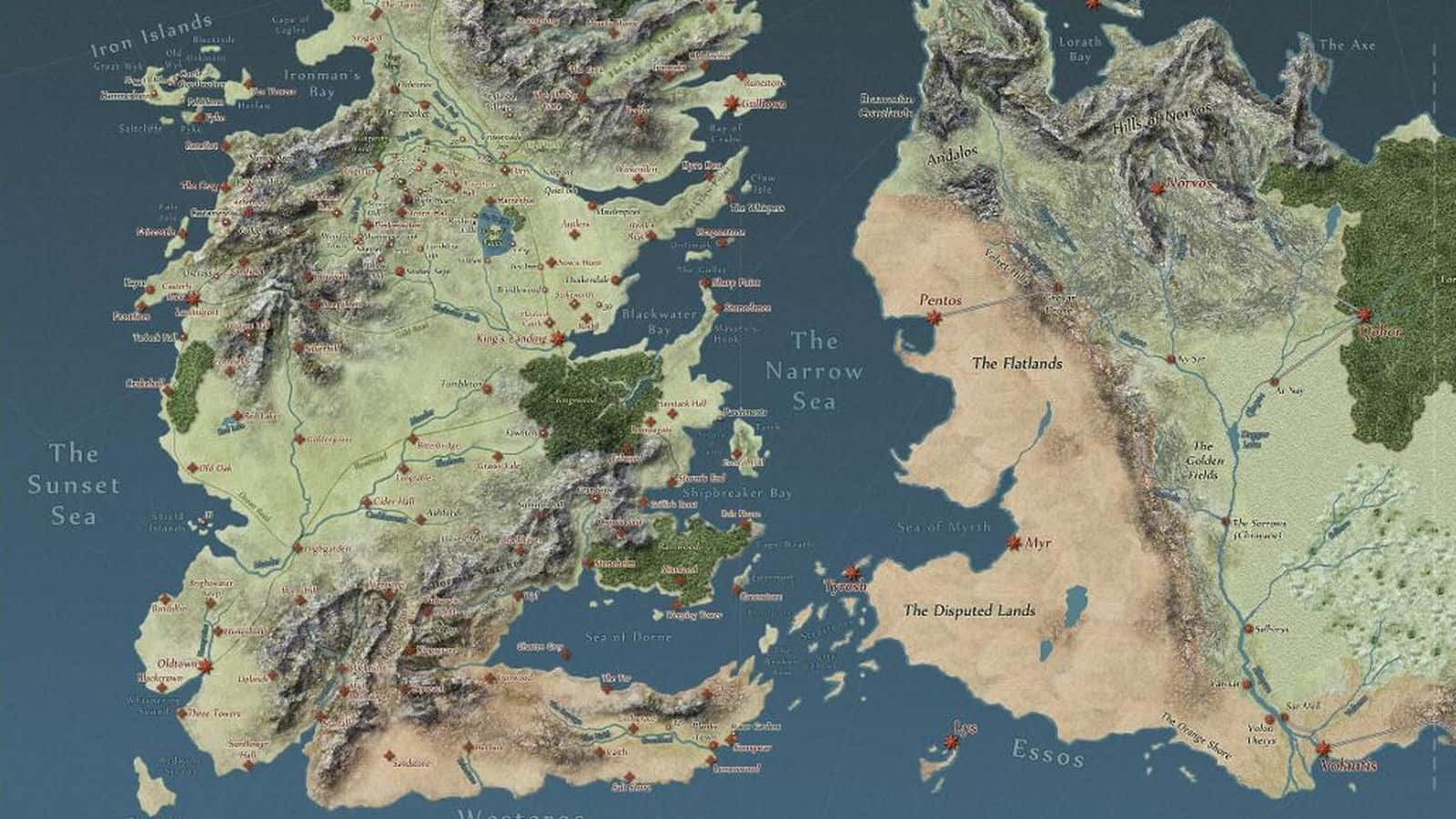 Mapa de Game of Thrones con Etiquetas Fondos de pantalla