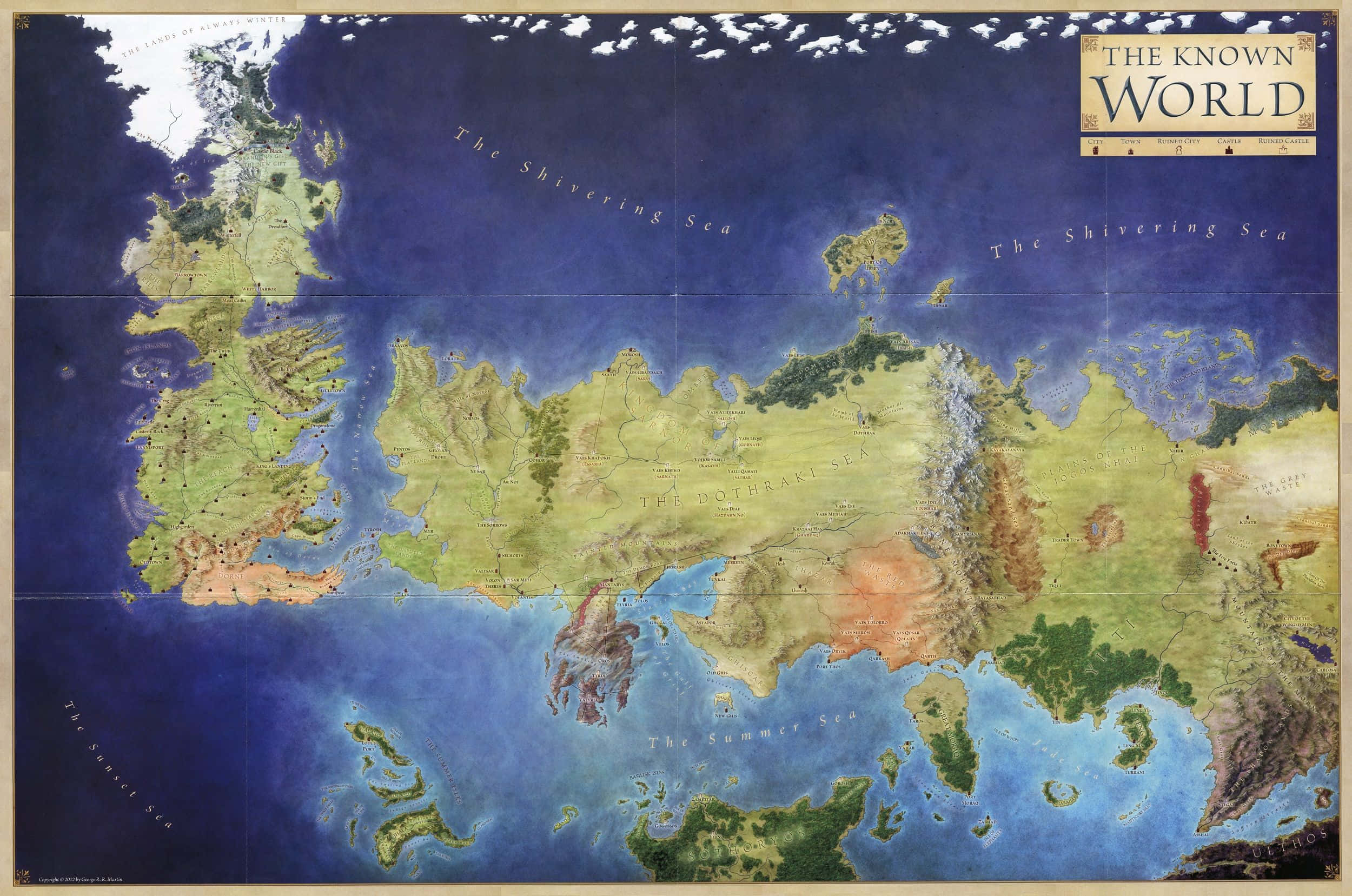 Mapa del Mundo Conocido de Game of Thrones Fondos de pantalla