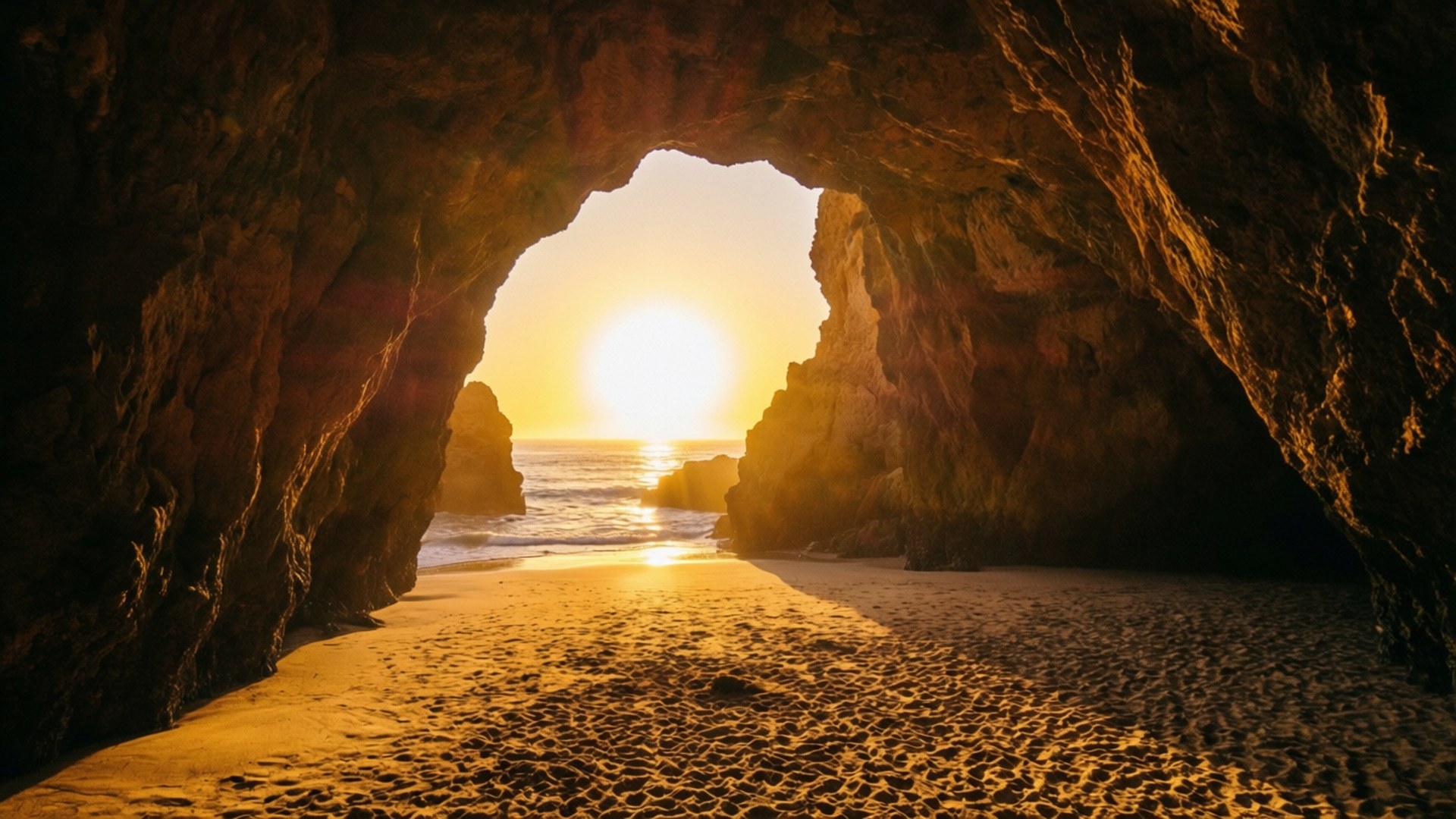 Marco de Cueva al Atardecer Fondos de pantalla