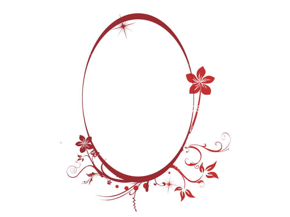 Marco Ovalado Rojo con Flores Fondos de pantalla