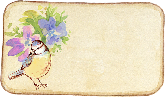 Marco vintage de acuarela con pájaros y flores Fondos de pantalla