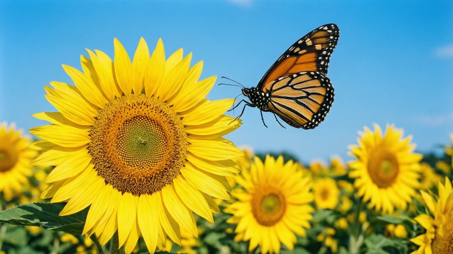 Mariposa sobre girasoles Fondos de pantalla