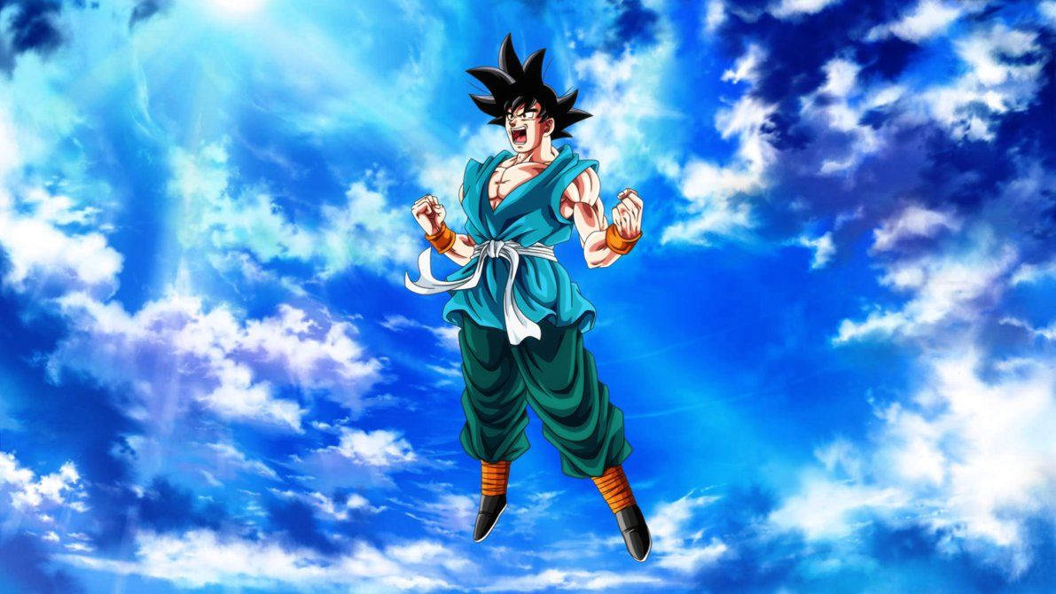 Fondo de pantalla de la transformación de Goku a la forma Saiyan más allá de Dios.