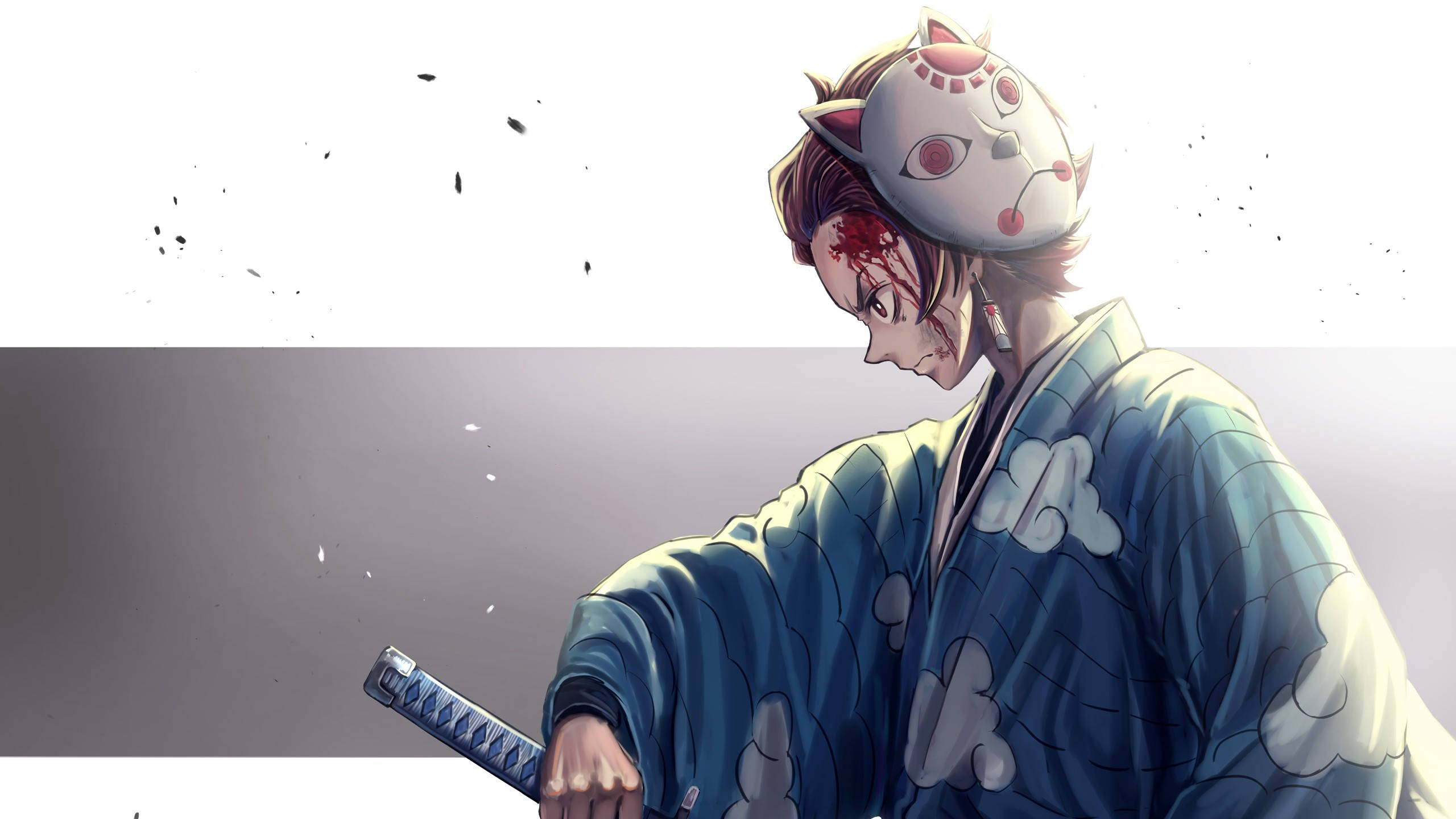 Máscara estilizada de Tanjiro de Demon Slayer Fondos de pantalla