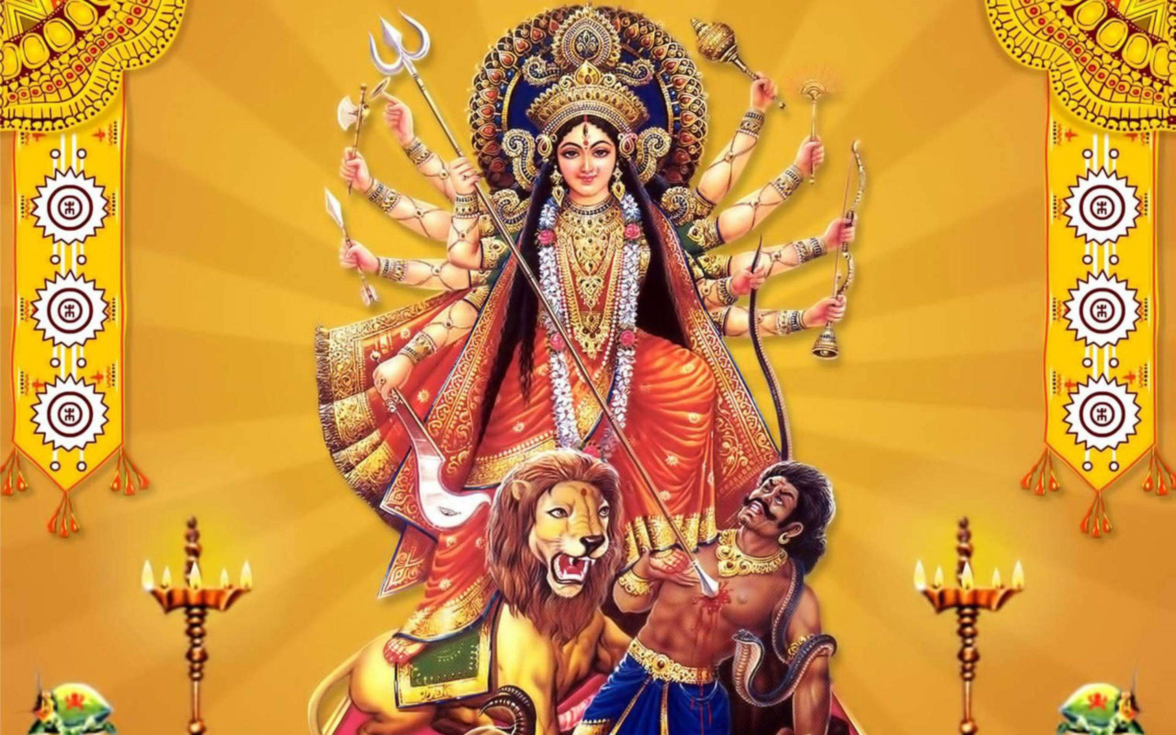 Mataji León Fondo Dorado Fondos de pantalla