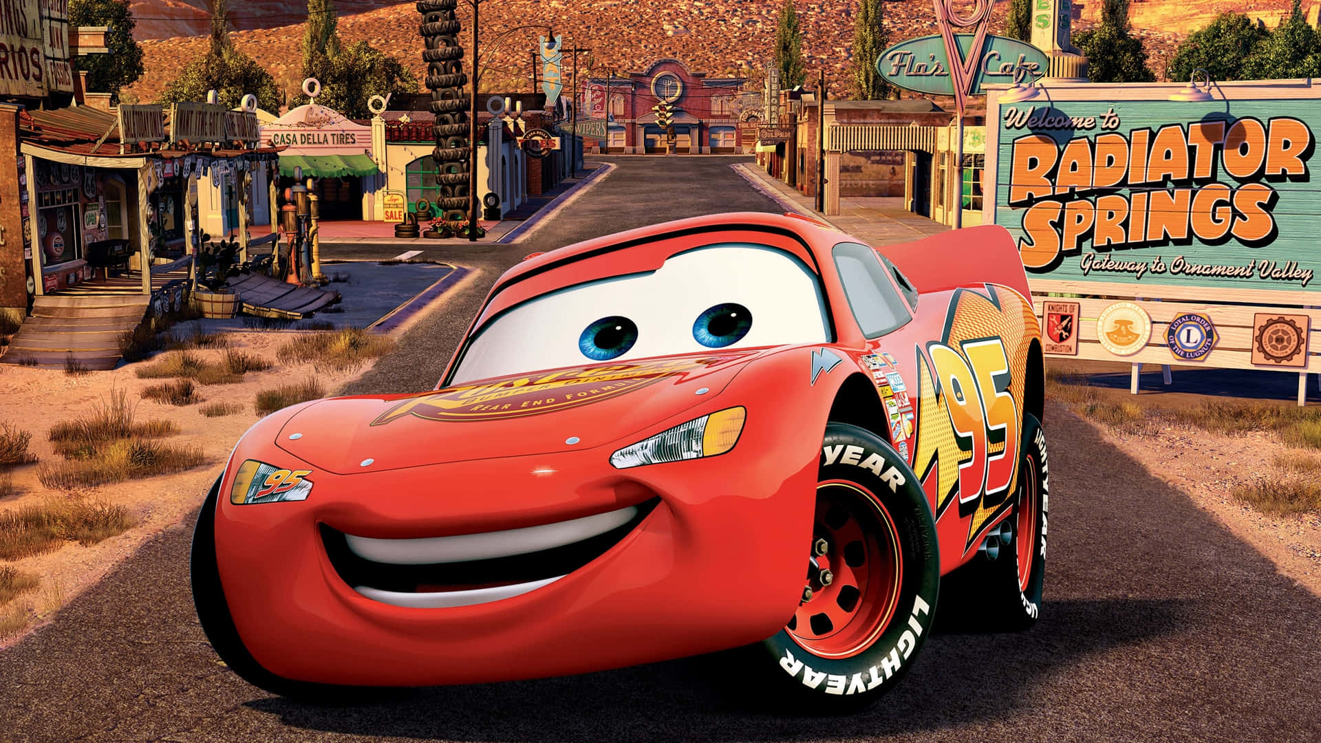Mater y Rayo McQueen en acción Fondos de pantalla