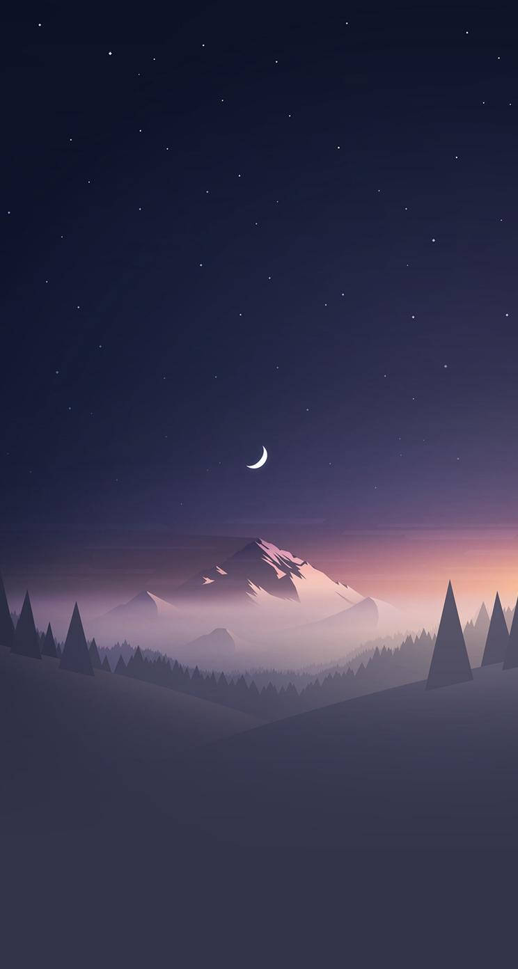 Media Luna Sobre la Montaña iPhone SE Fondos de pantalla