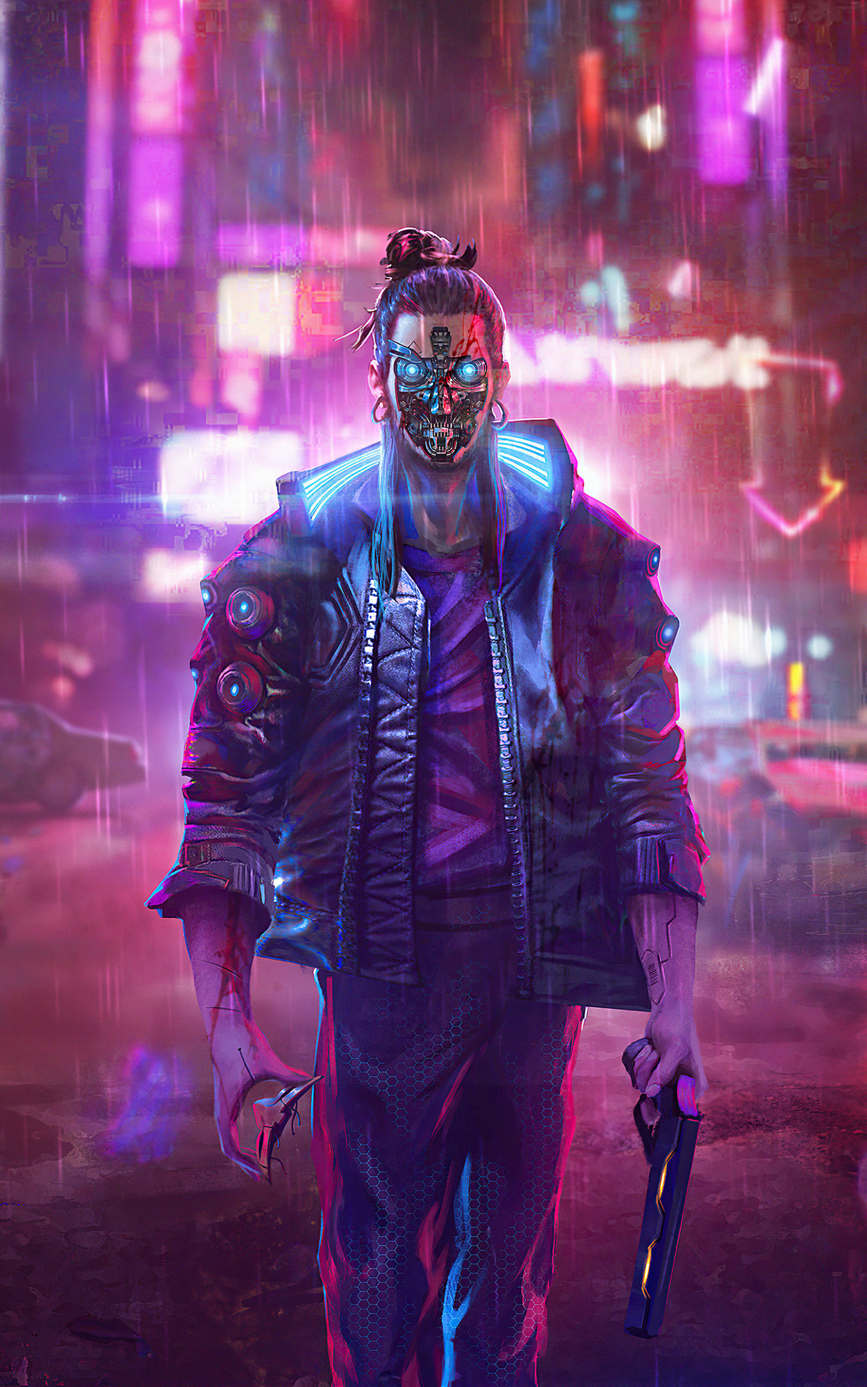 Mercenario Androide Ciberpunk Masculino Fondos de pantalla