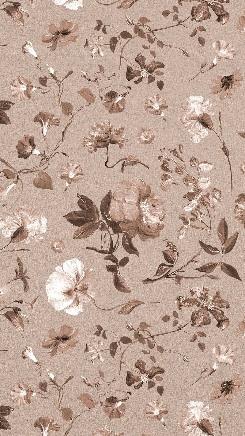 Mezcla artística de tonos neutros con tema floral para fondo de pantalla de iPhone Fondos de pantalla