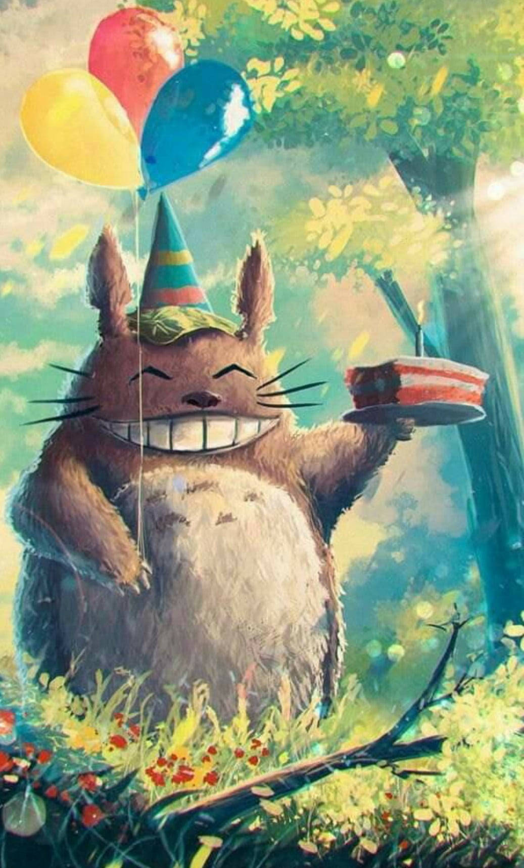 Mi Vecino Totoro en mi Tarjeta de Cumpleaños Fondos de pantalla