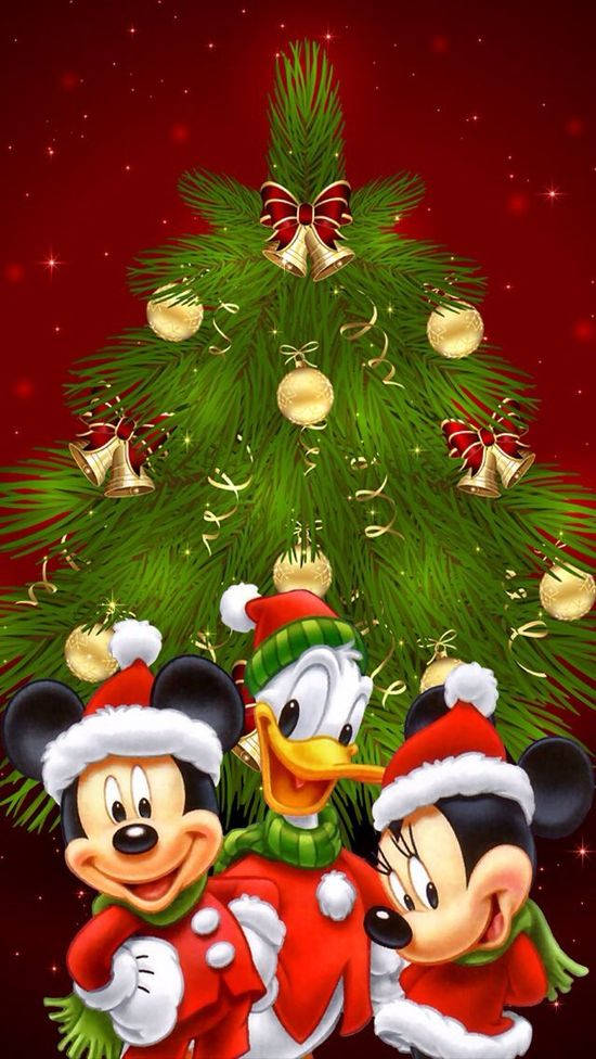 Mickey y sus alegres amigos de Disney en Navidad para iPhone Fondos de pantalla