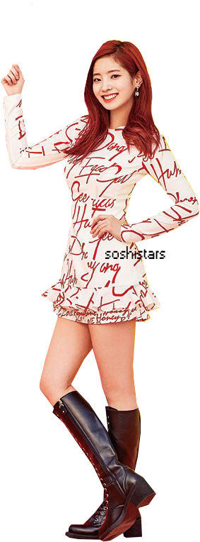 Miembro de Twice posando con vestido estampado Fondos de pantalla