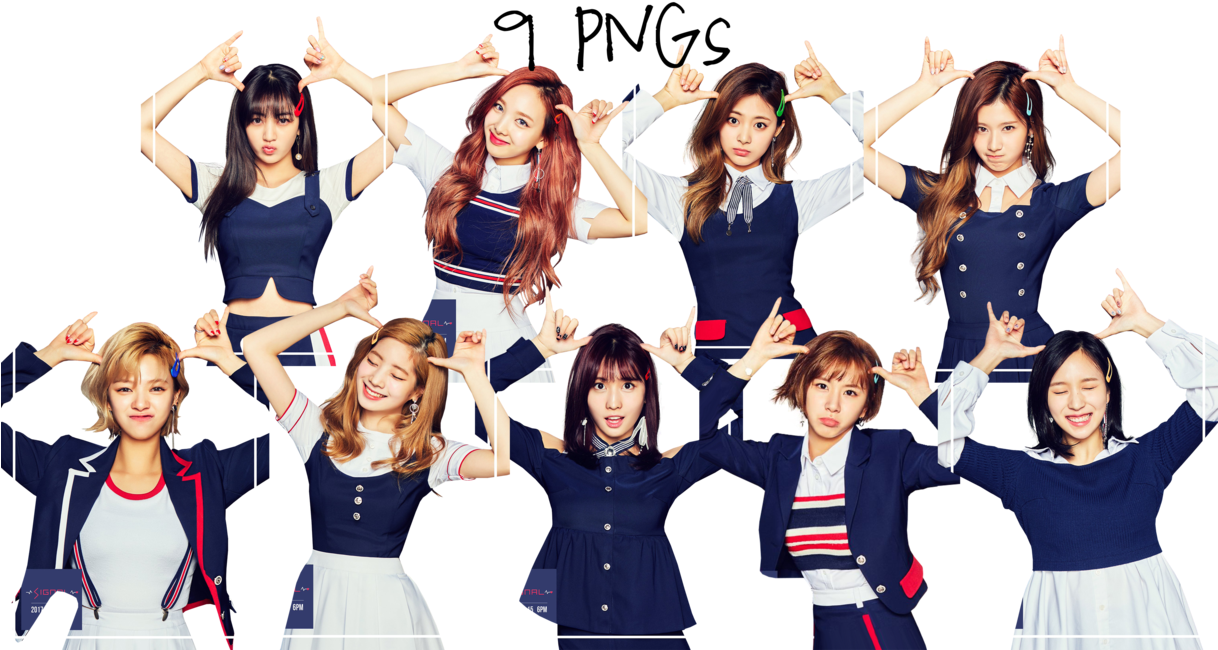 Miembros de Twice haciendo gesto de corazón con las manos Fondos de pantalla