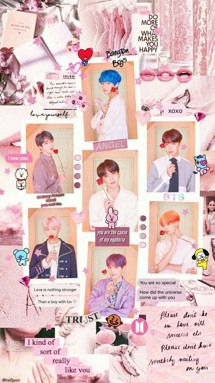 Miembros Estéticos de BTS con Rosas Fondos de pantalla