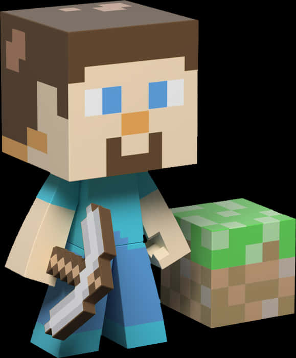 Minecraft_ Steve con Pico y Bloque Fondos de pantalla