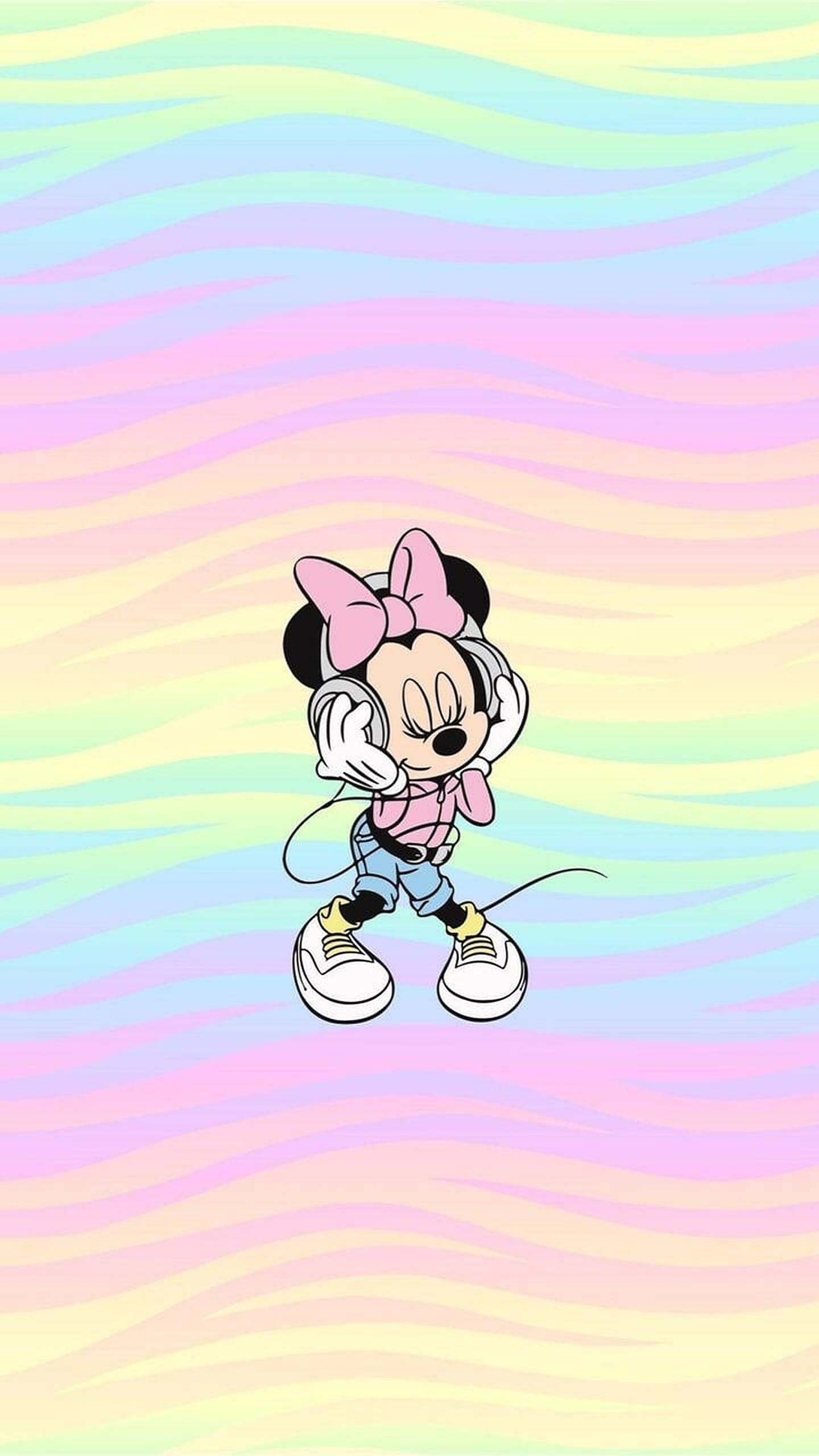 Minnie Mouse en fondo de arcoíris pastel Fondos de pantalla