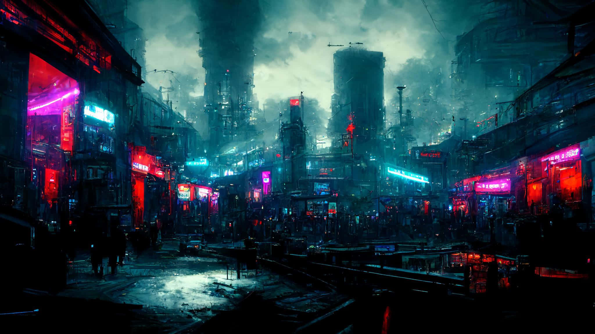 Mirando hacia arriba las luces sobrenaturales de Dark City Fondos de pantalla