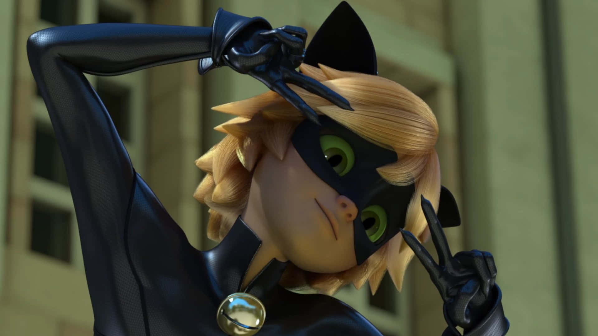 Misterioso Cat Noir en plena acción Fondos de pantalla