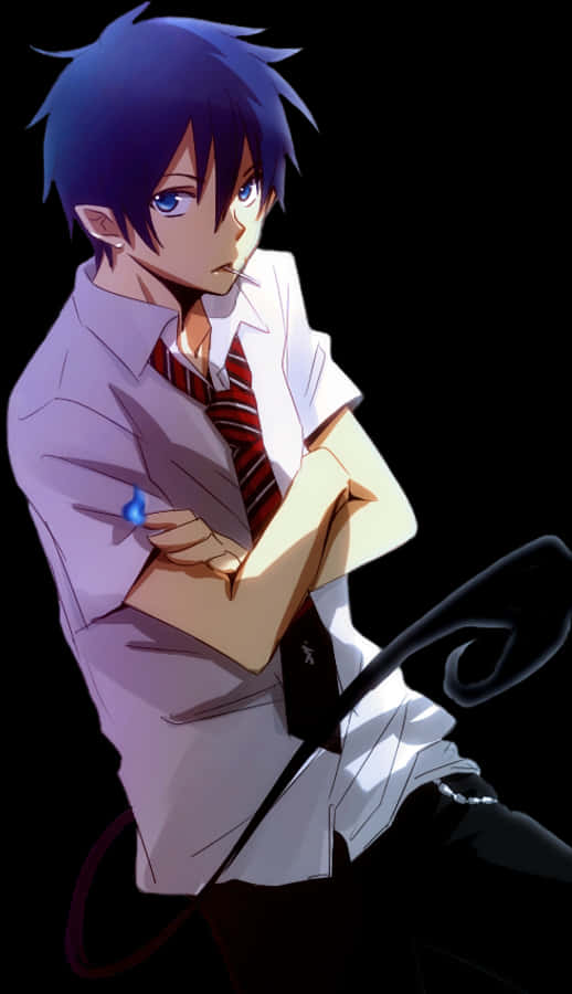 Misterioso chico anime de cabello azul Fondos de pantalla