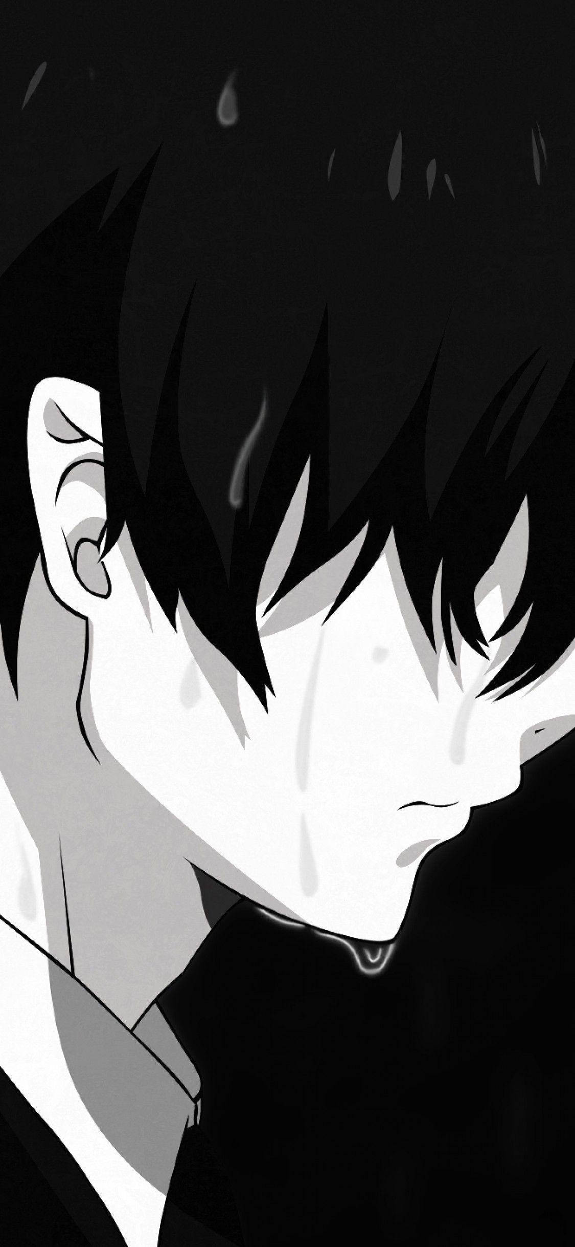 Misterioso Chico Anime en Blanco y Negro Fondos de pantalla