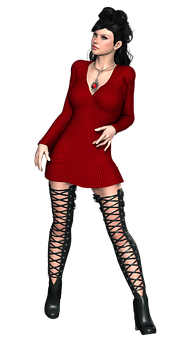 Modelo 3D de Vestido Rojo Elegante Fondos de pantalla