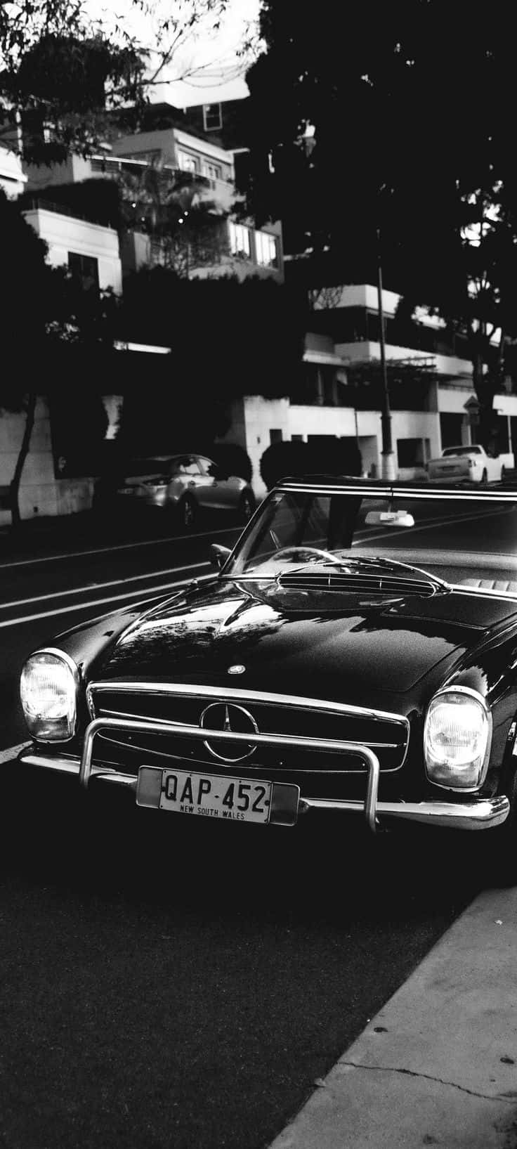 Modelo de Coche Antiguo Mercedes en Blanco y Negro Fondos de pantalla